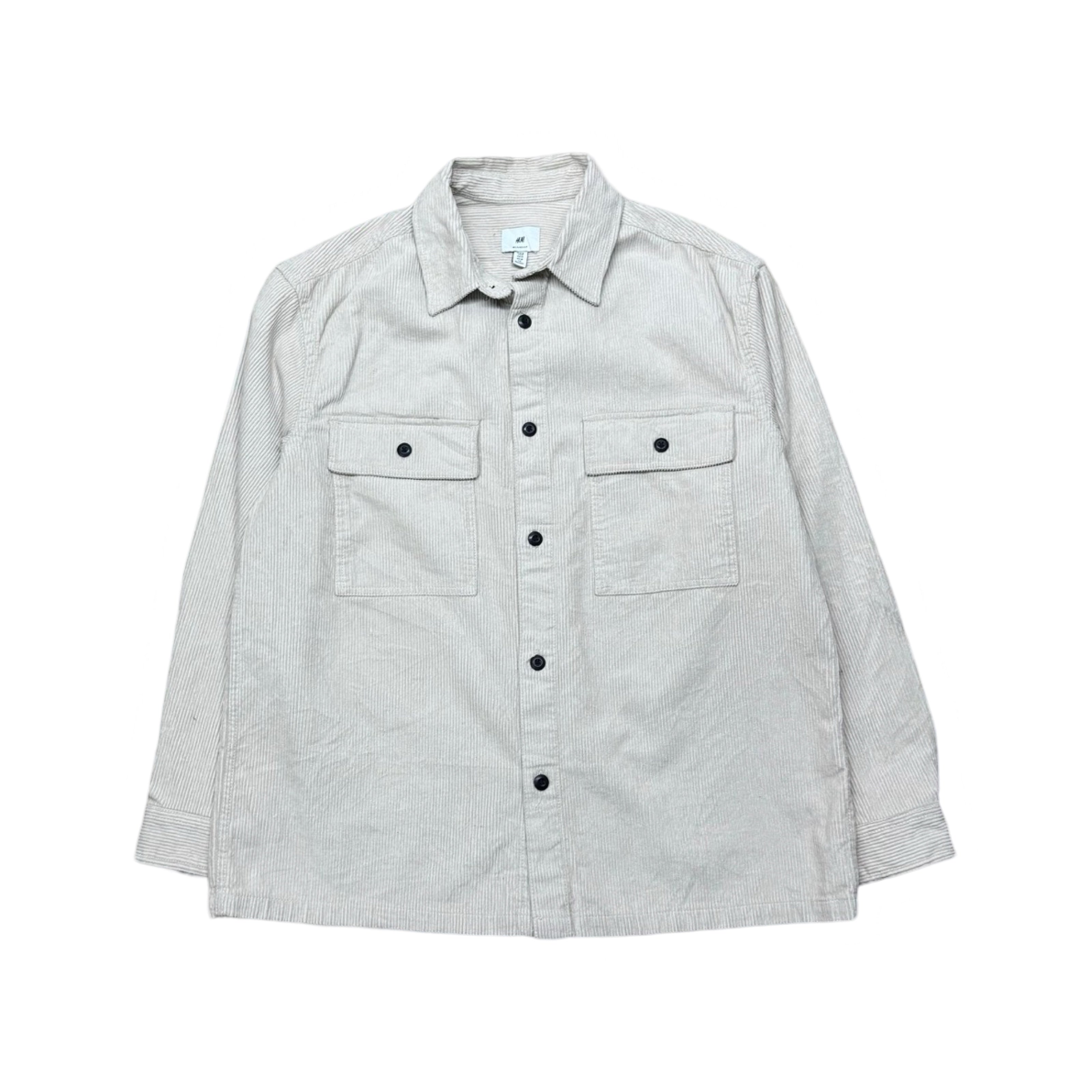 H&M Off-White Relaxed Fit Corduroy Overshirt Jacket | Medium/Large