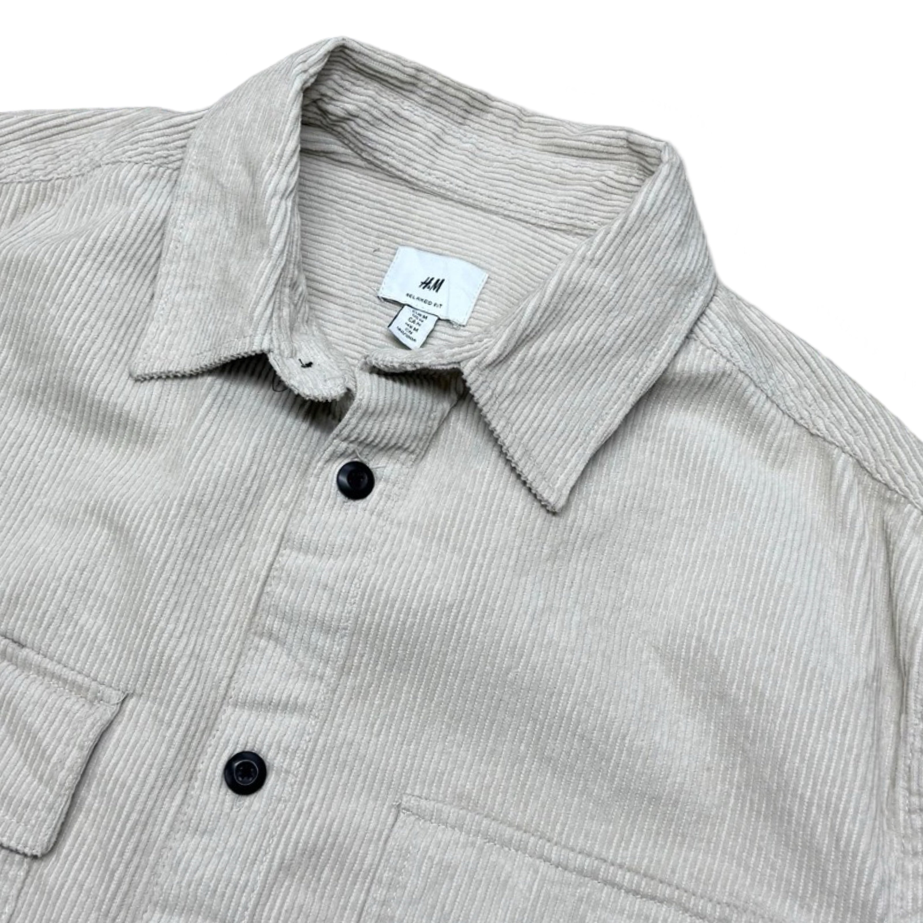H&M Off-White Relaxed Fit Corduroy Overshirt Jacket | Medium/Large