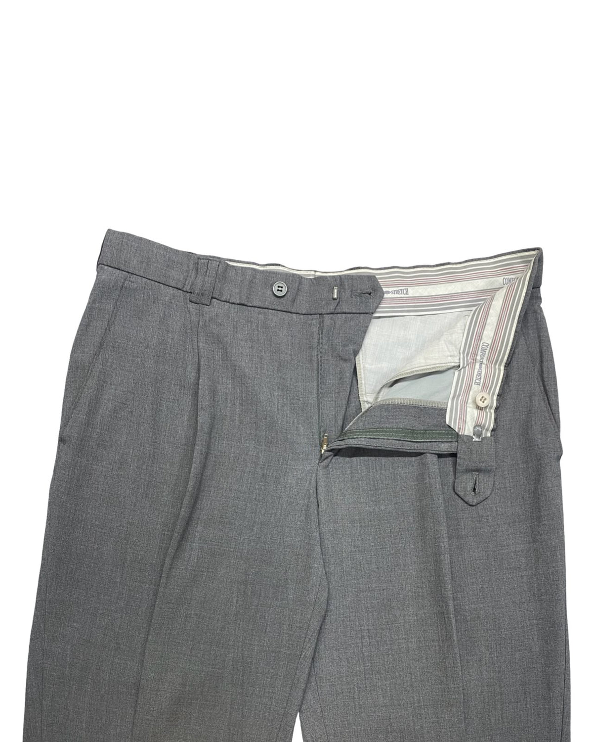 Comfort Stretch Gray Pleated Dress Trousers