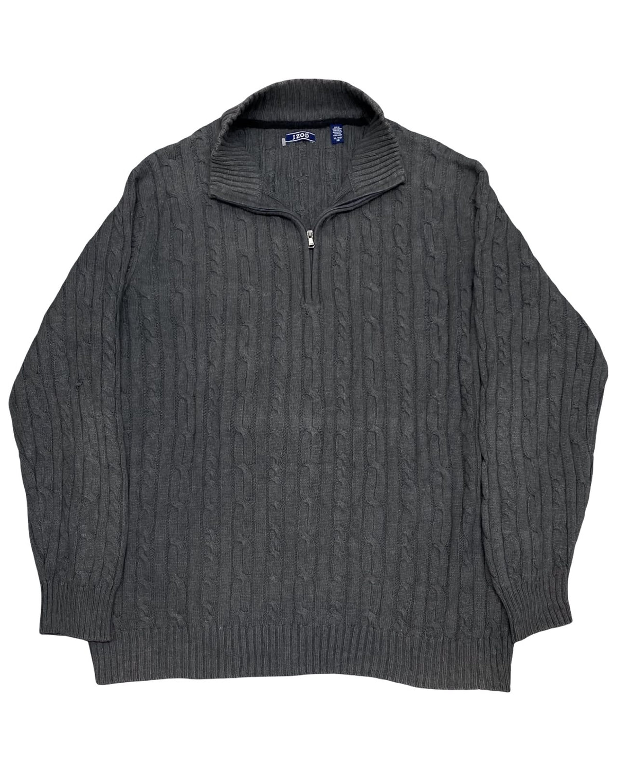 IZOD Charcoal Cable-Knit Quarter-Zip Sweater