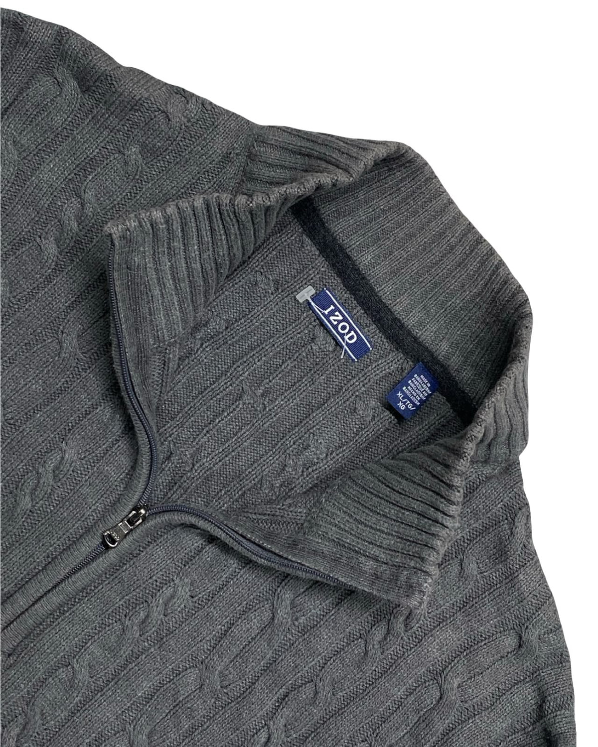 IZOD Charcoal Cable-Knit Quarter-Zip Sweater