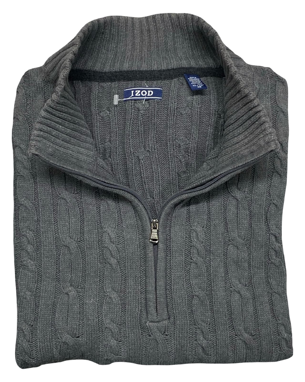 IZOD Charcoal Cable-Knit Quarter-Zip Sweater