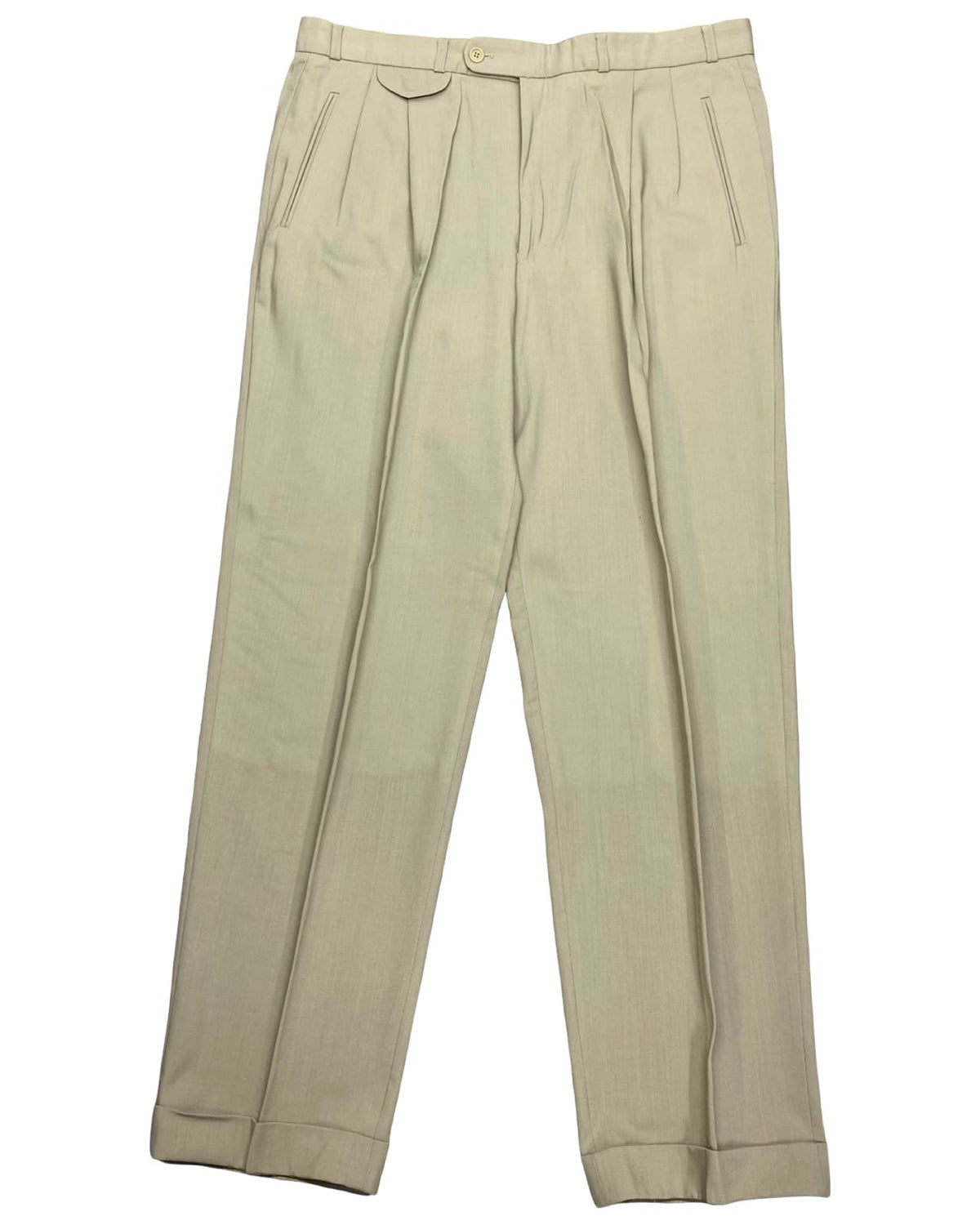 Brax Beige Pleated Wool Trousers