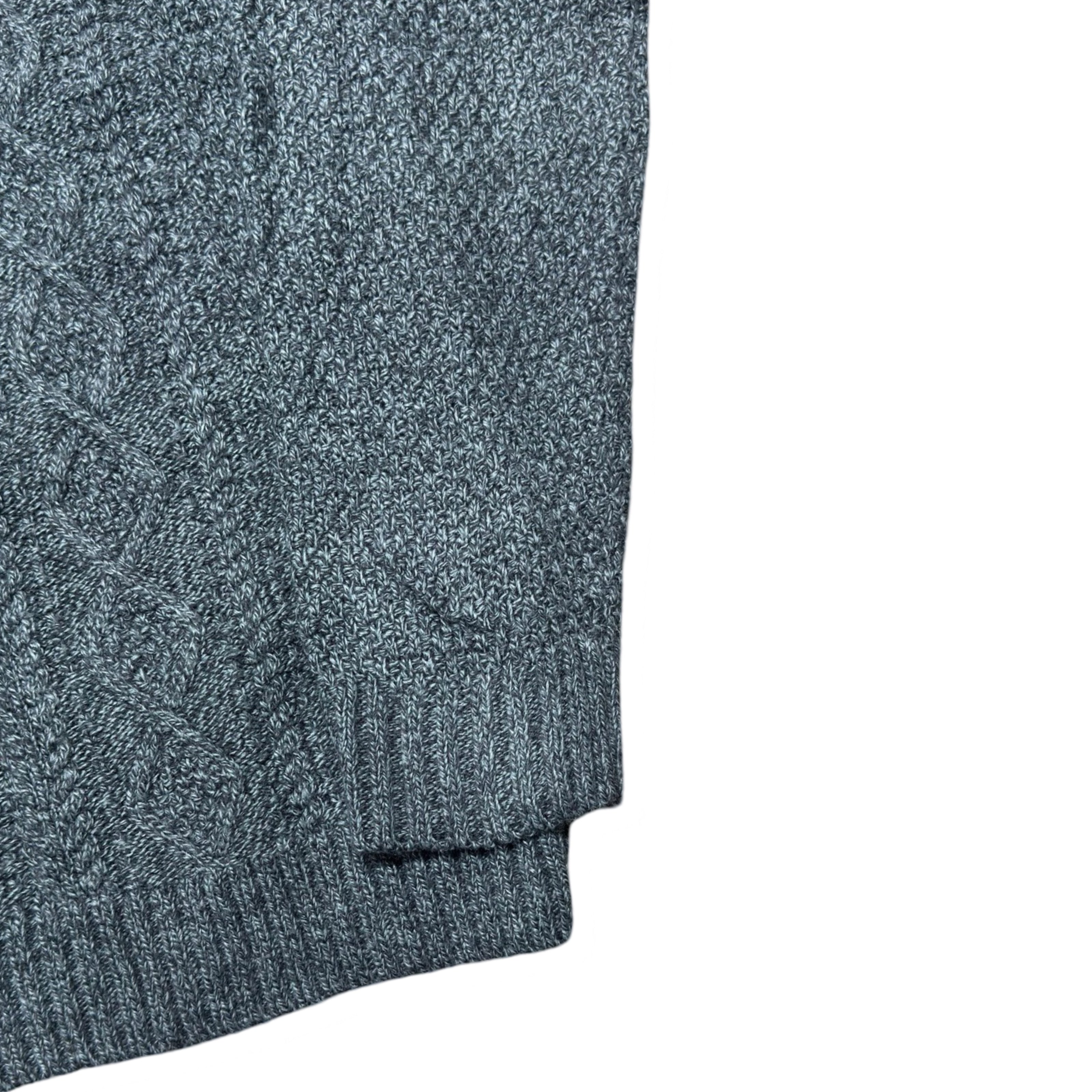 Easy Grey-Green Cable-Knit Crew Neck Sweater | Small