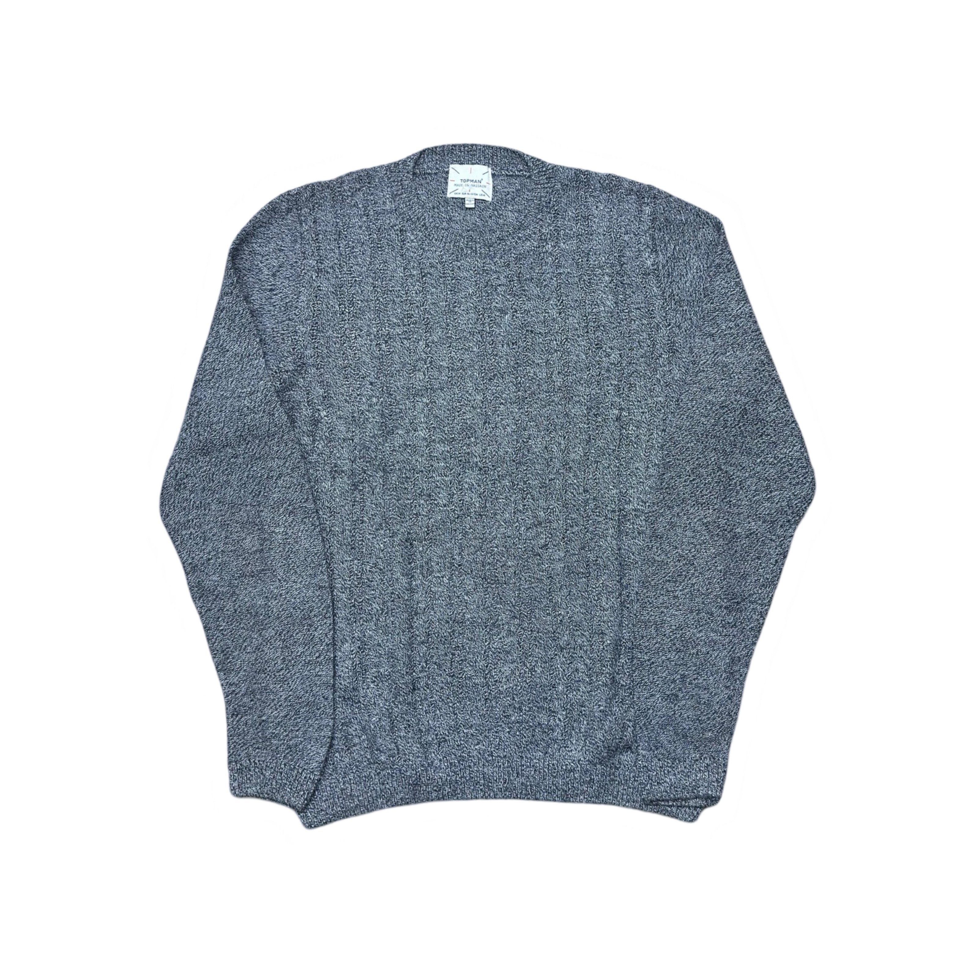 Topman Grey Textured Crew Neck Sweater | Medium