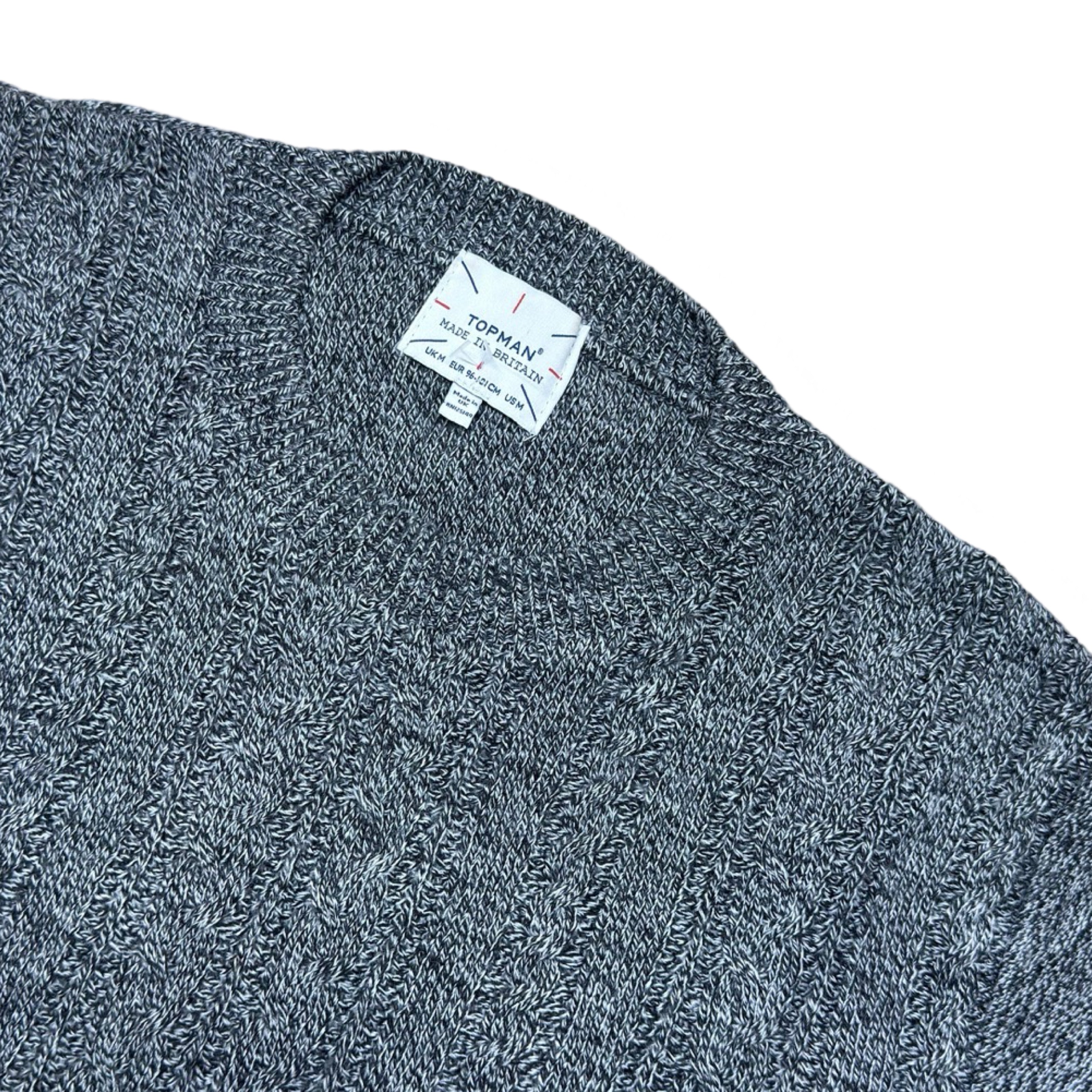 Topman Grey Textured Crew Neck Sweater | Medium