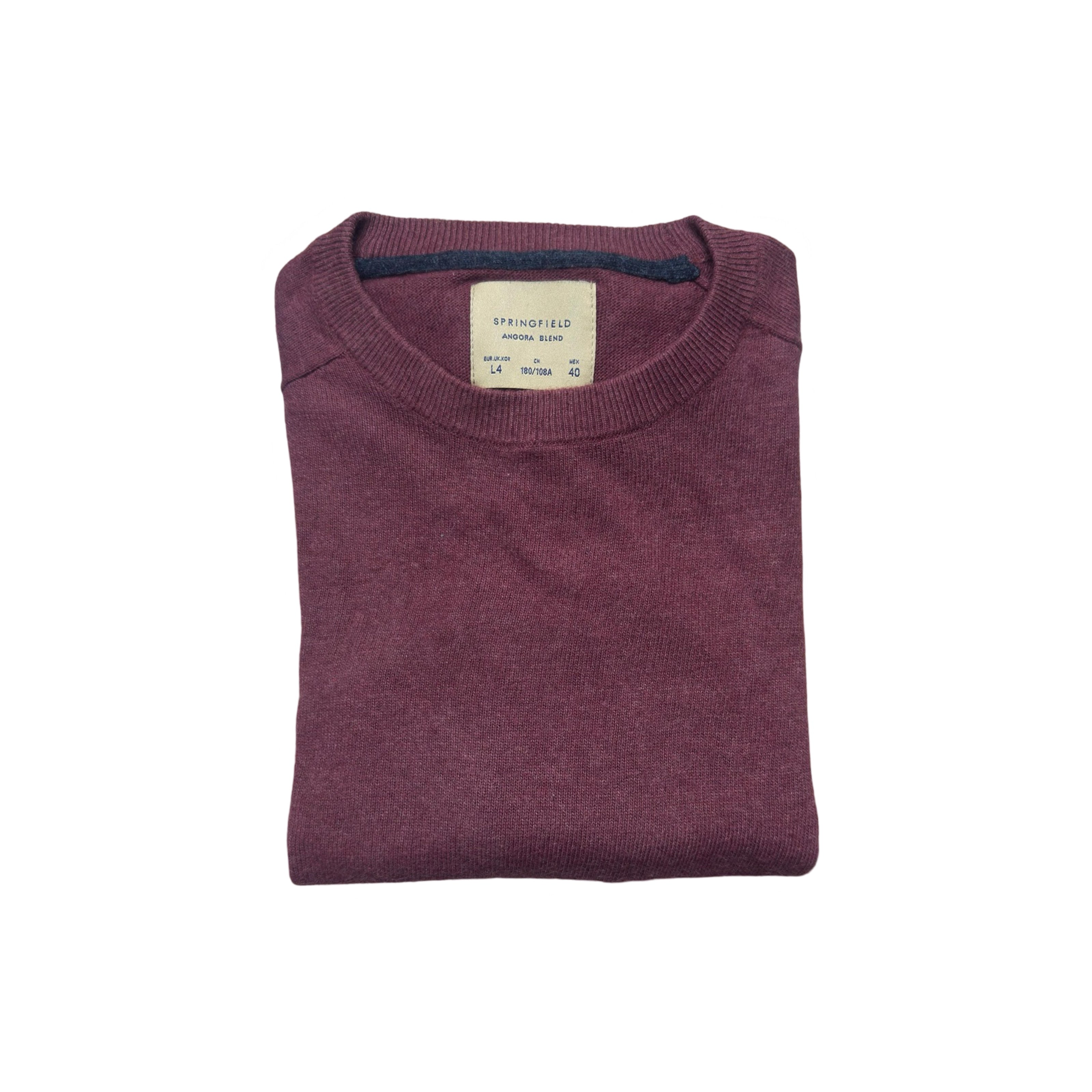 Springfield Peach Crew Neck Sweater with Suede Elbow Patches | Medium/Large
