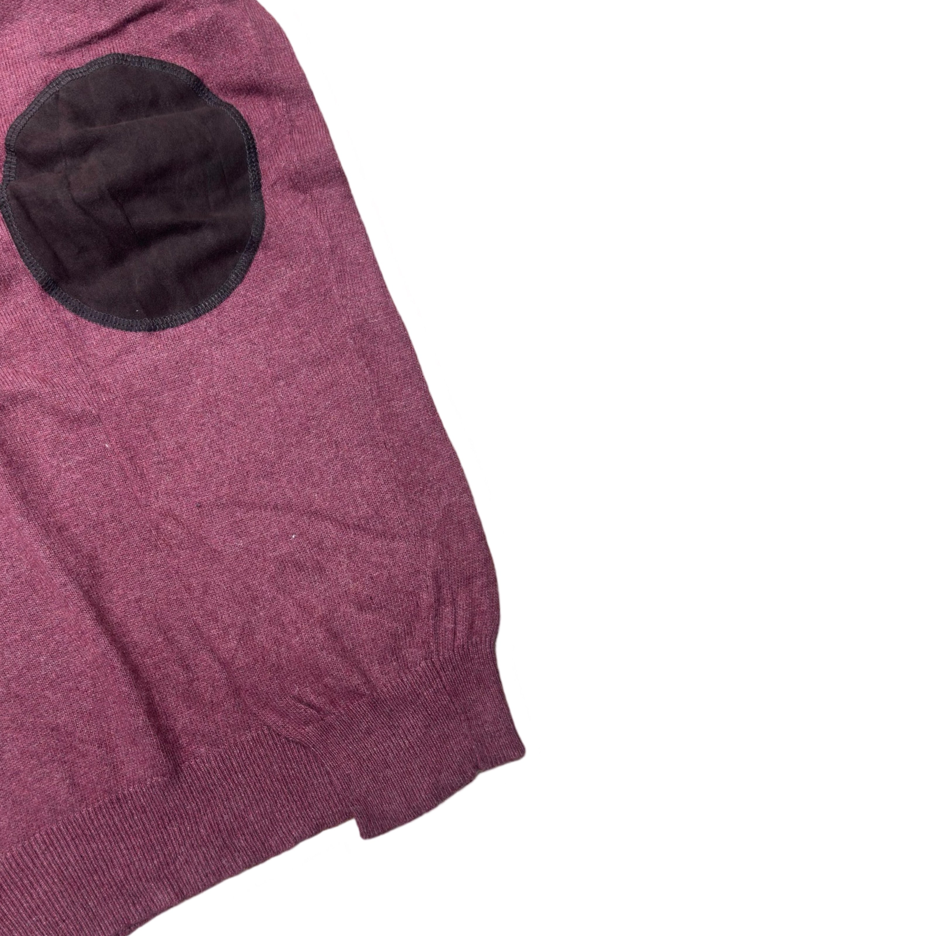 Springfield Peach Crew Neck Sweater with Suede Elbow Patches | Medium/Large