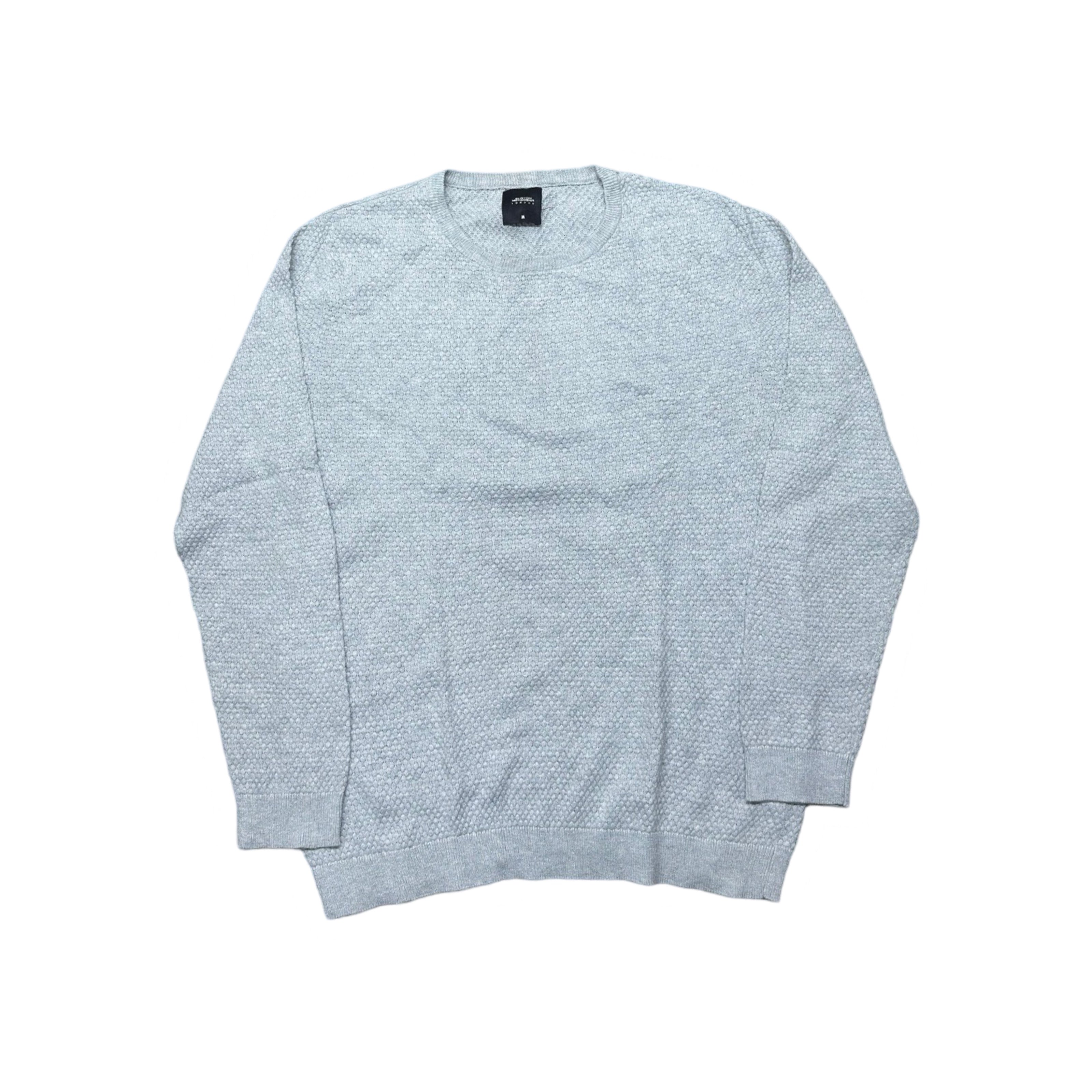 Burton Light Heather Grey Knitted Texture Crew Neck Sweater | Medium