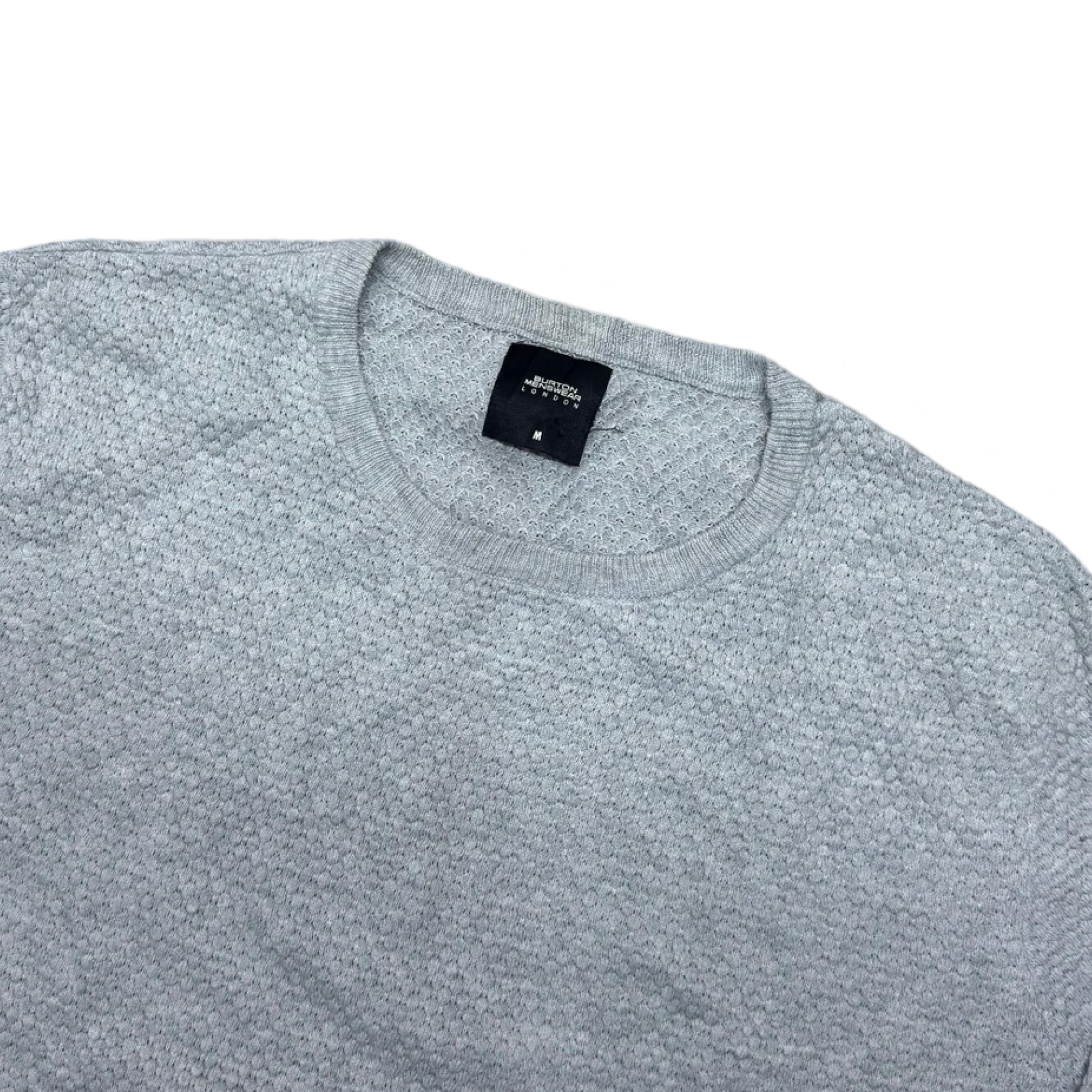 Burton Light Heather Grey Knitted Texture Crew Neck Sweater | Medium
