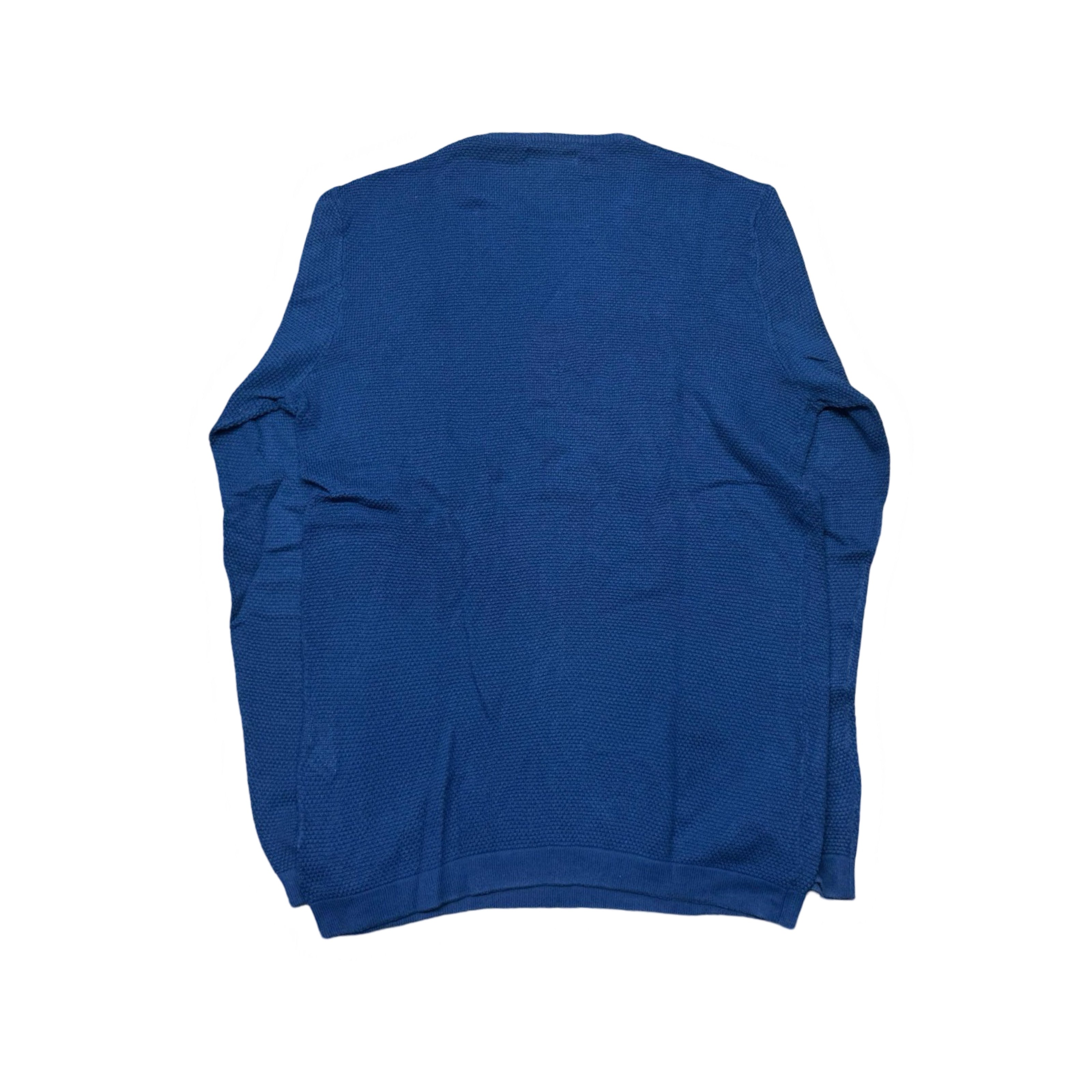 Zara Man Blue Textured Crew Neck | Small