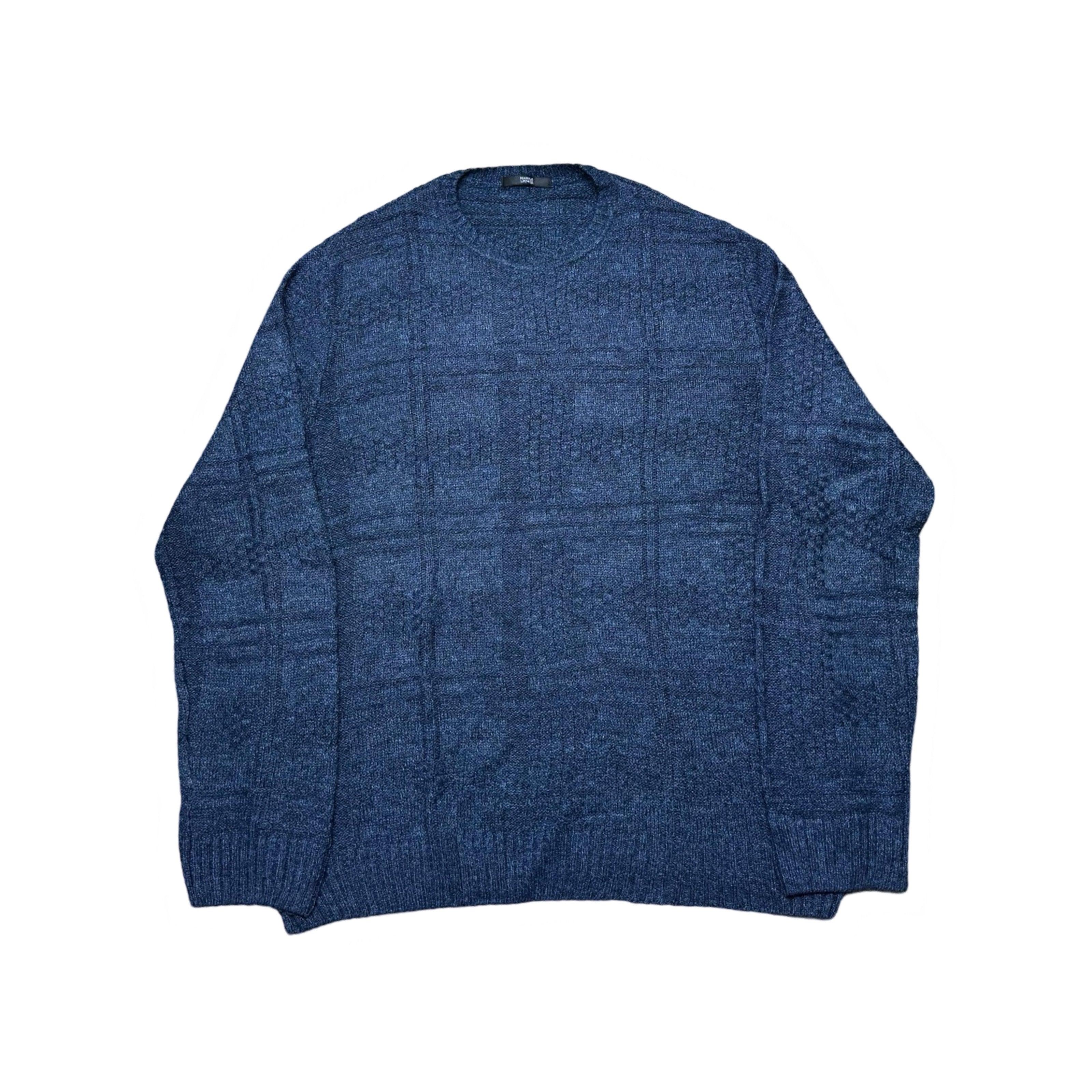 M&S Blue-Grey Knitted Wool Blend Crew Neck | Large