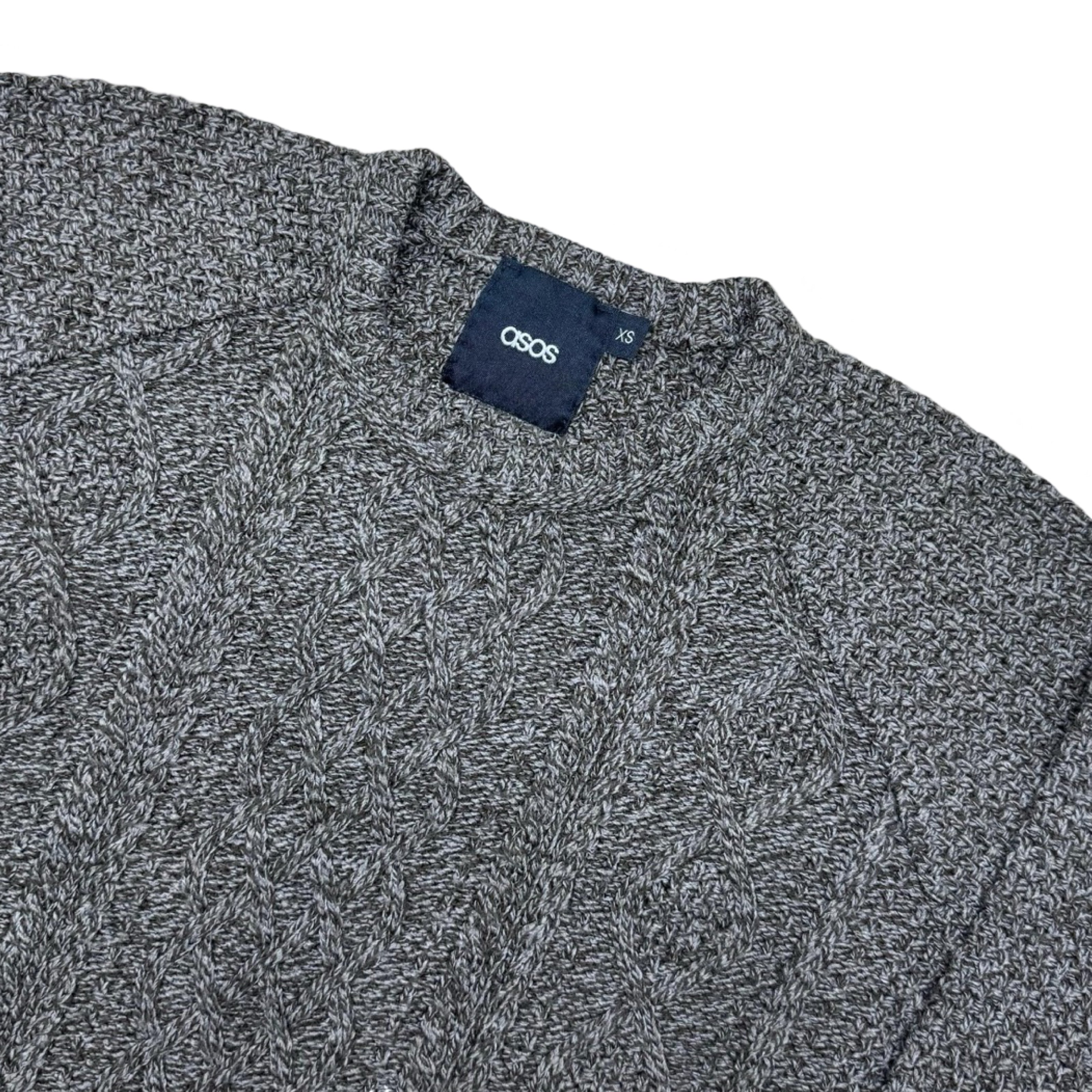 Asos Brown Cable-Knit Crew Neck Sweater | Small