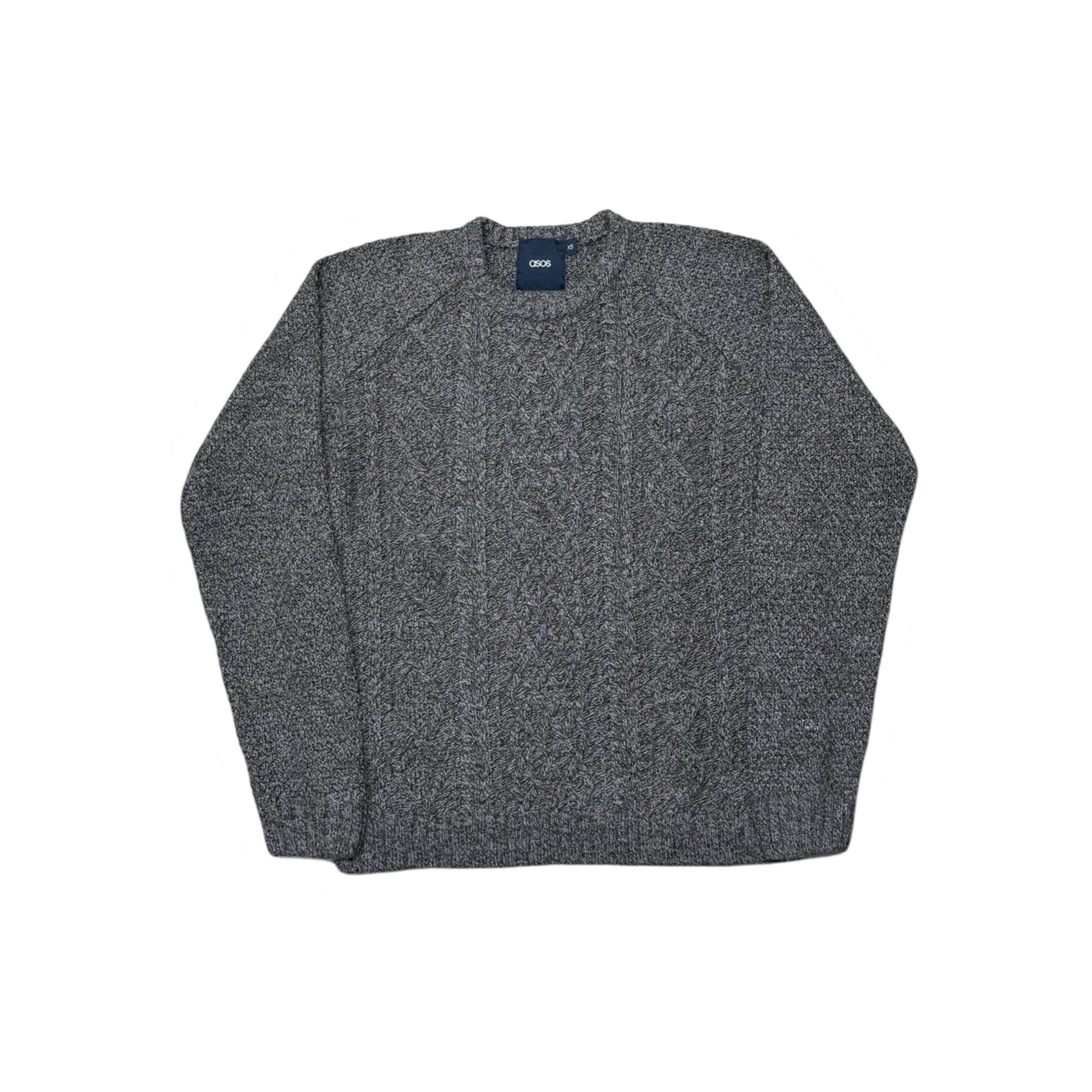 Asos Brown Cable-Knit Crew Neck Sweater | Small