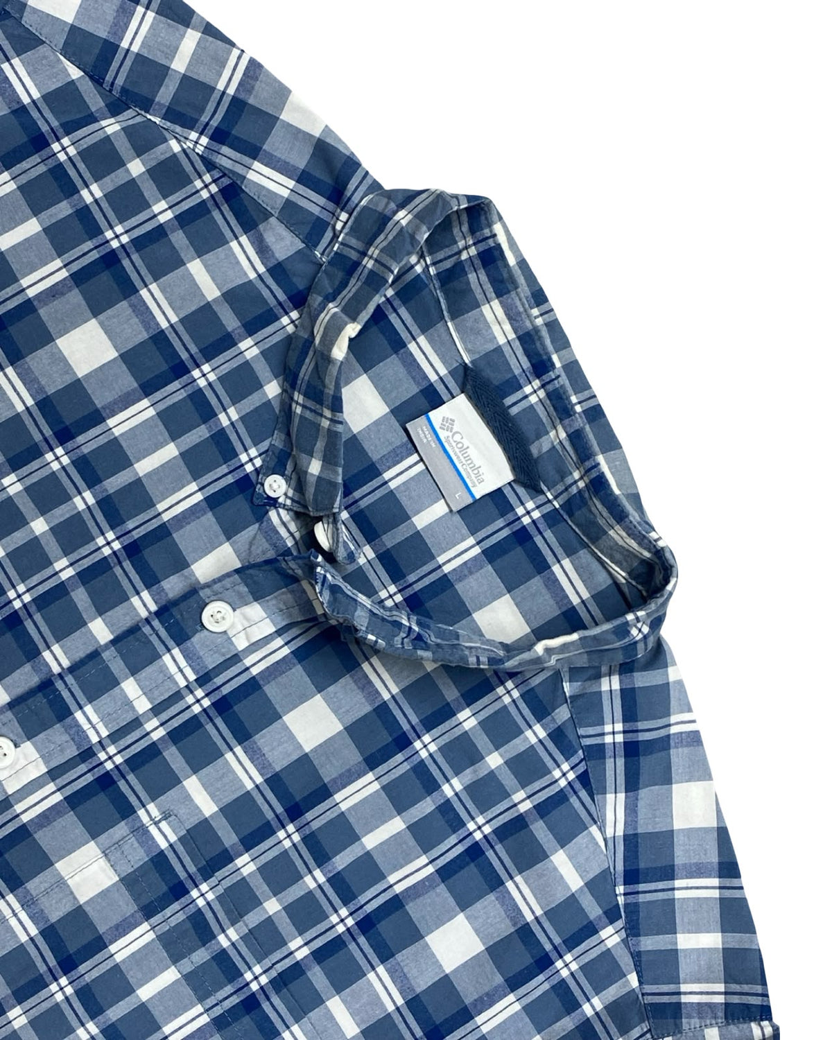 Columbia Blue Plaid Short-Sleeve Button-Down Shirt