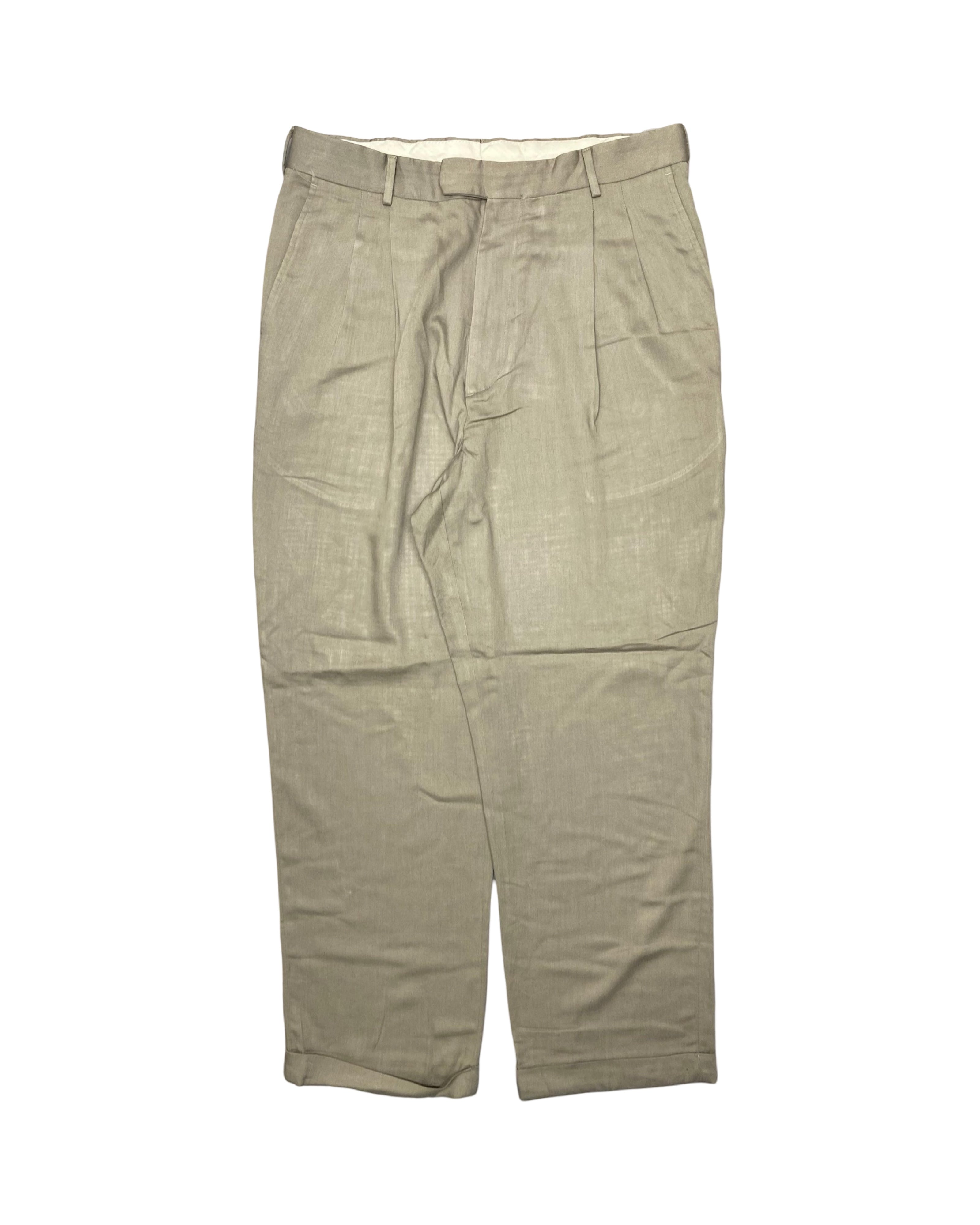 Chaps Ralph Lauren Beige Trousers – Classic Pleated Casual | Waist 33” | Length 42”