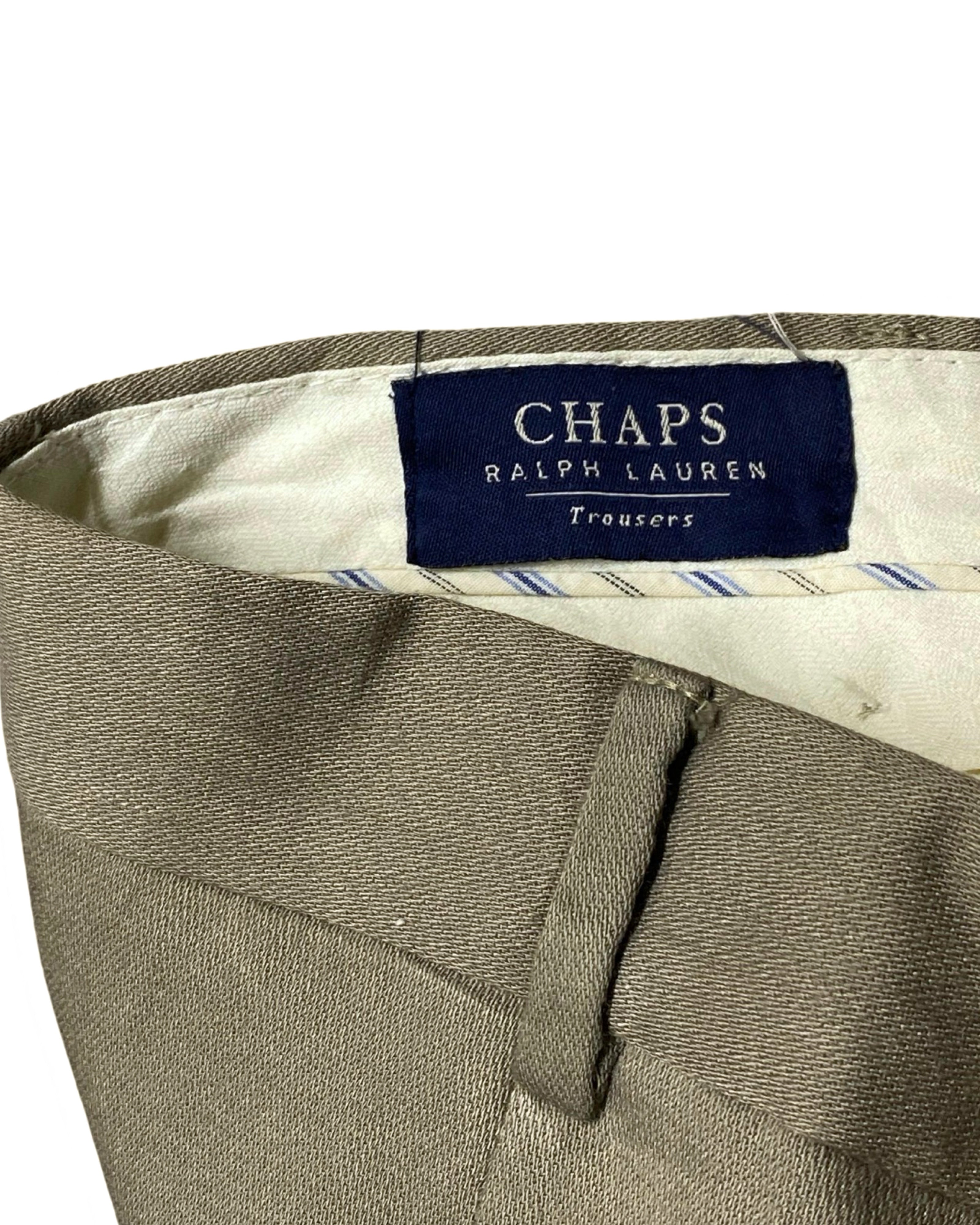 Chaps Ralph Lauren Beige Trousers – Classic Pleated Casual | Waist 33” | Length 42”