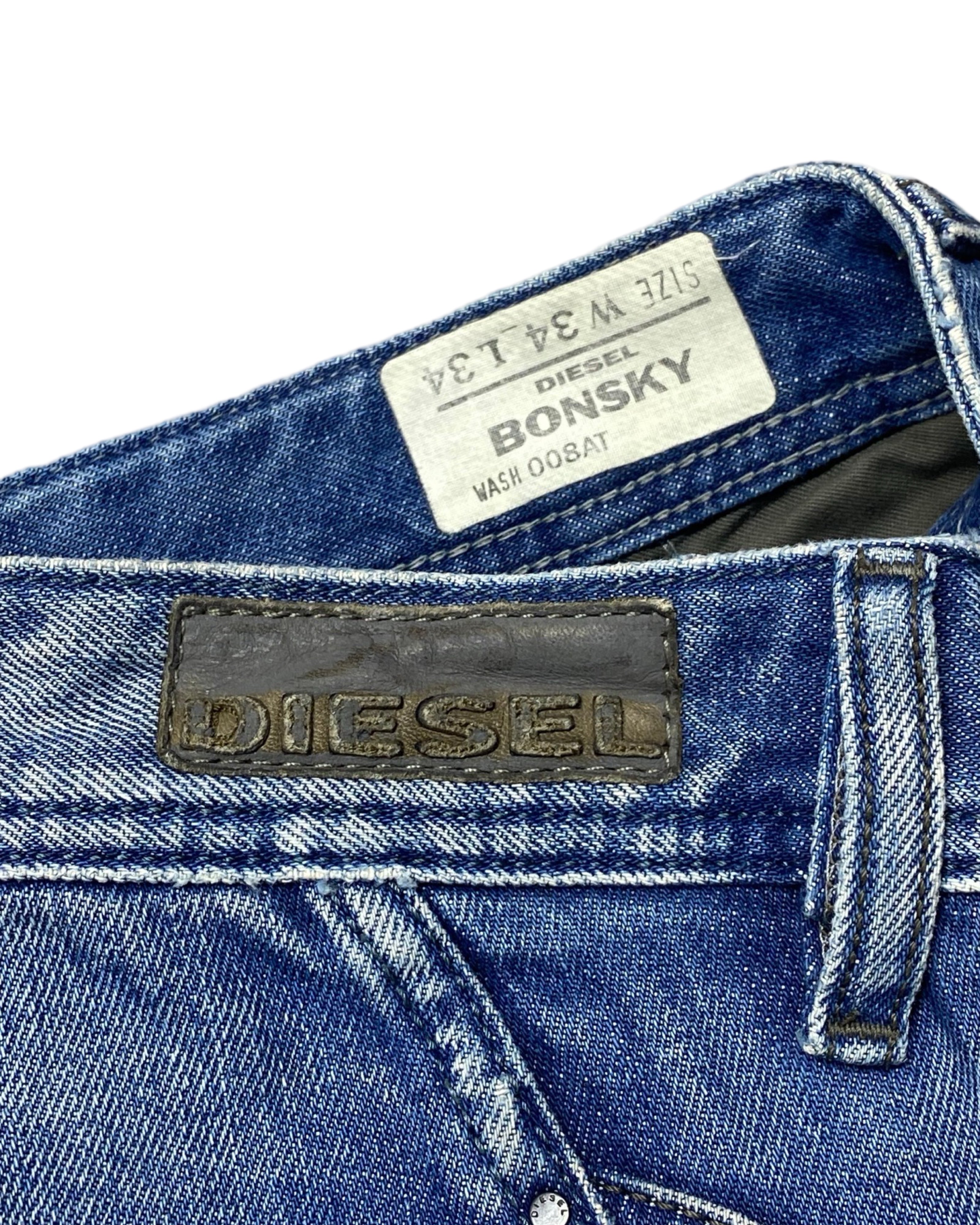 Diesel BONSKY Distressed Denim – Faded Blue Western Style | Waist 34” | Length 44.5”