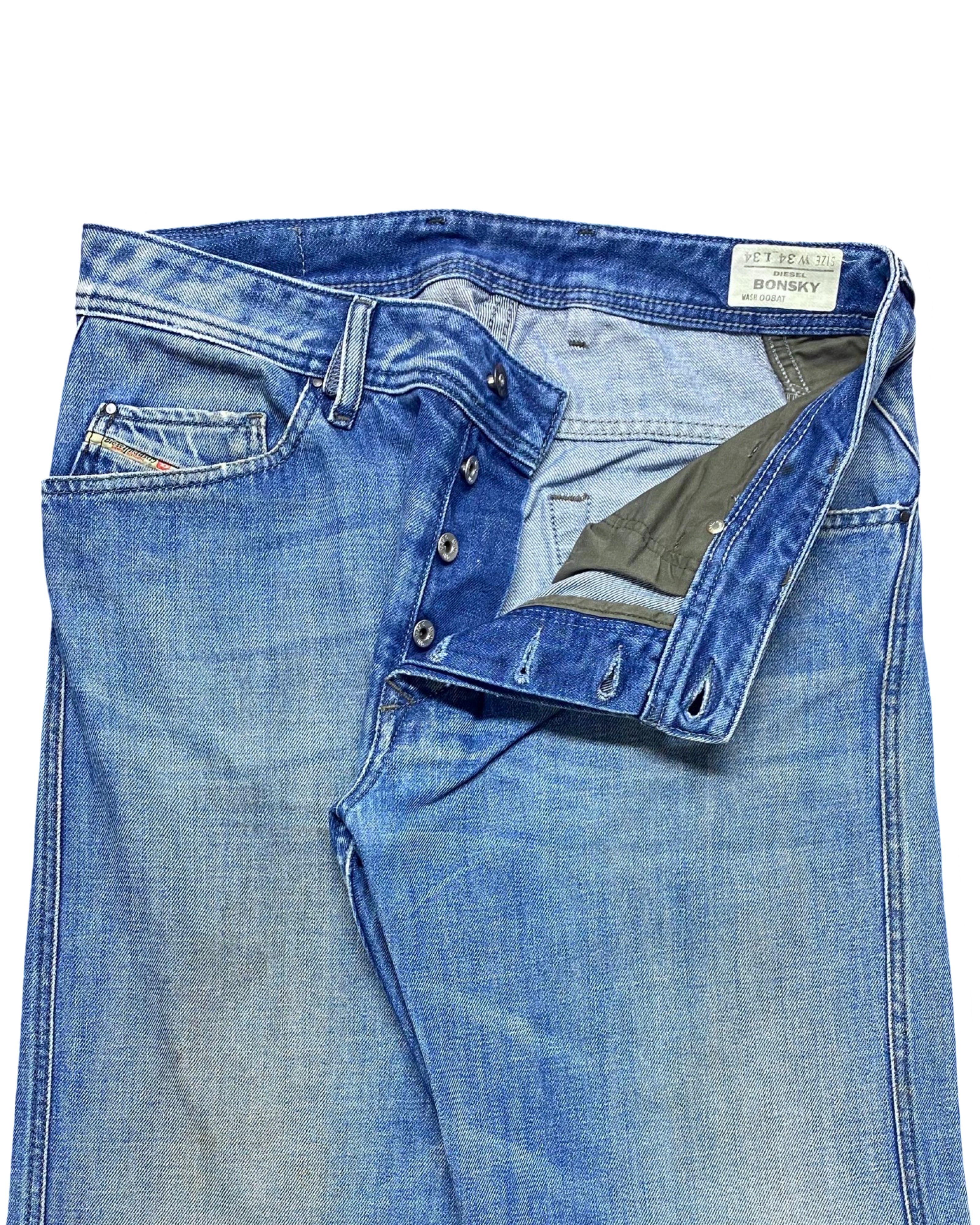 Diesel BONSKY Distressed Denim – Faded Blue Western Style | Waist 34” | Length 44.5”