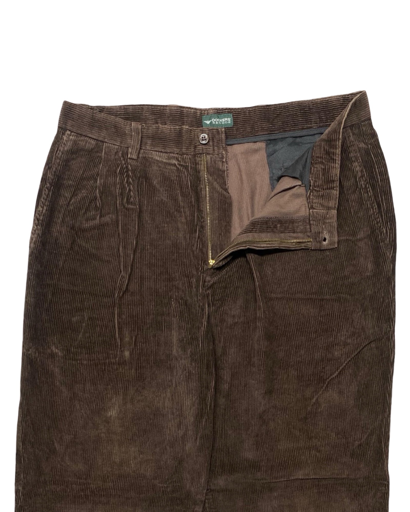 Dockers Recode Brown Corduroy Pleated Trousers | Waist 36” | Length 43”