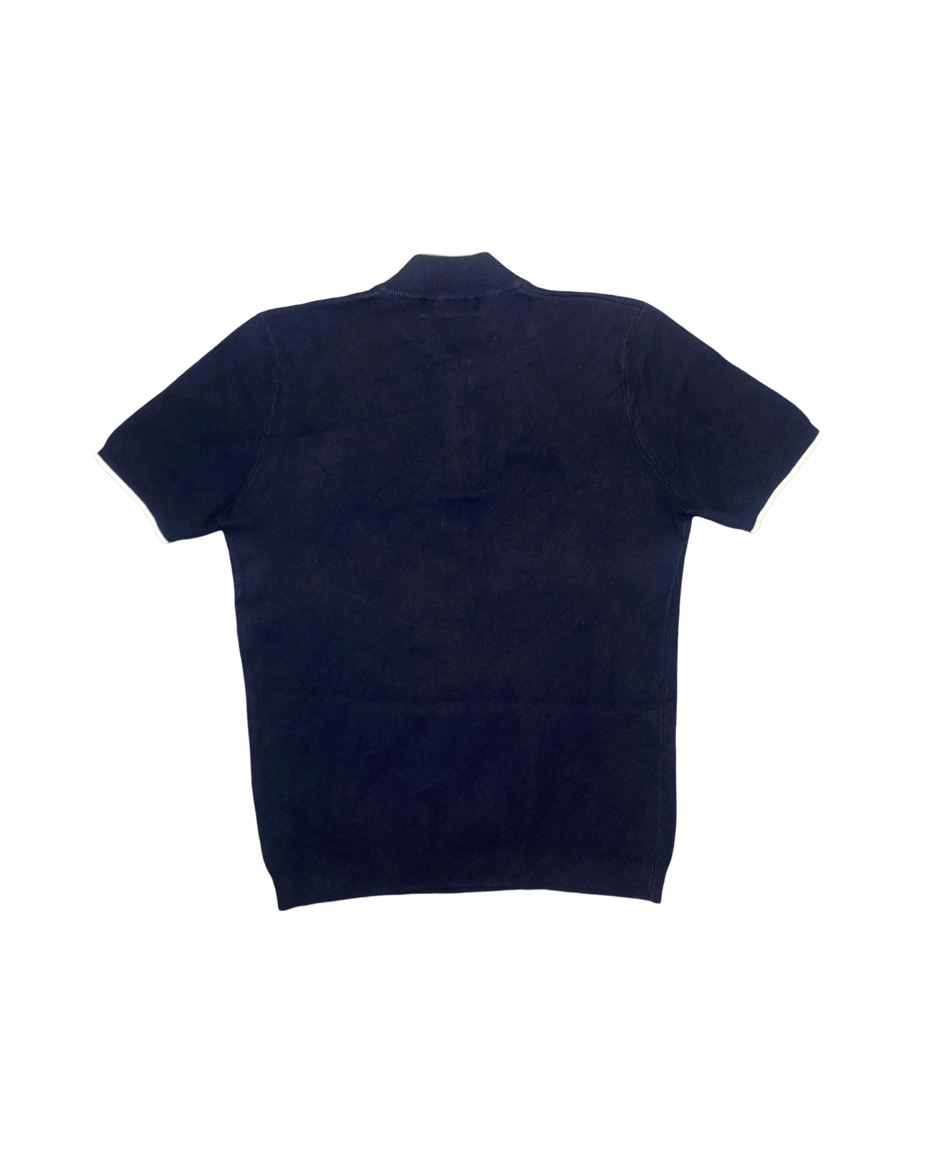 Primark Navy Blue Knitted Polo Shirt | Medium | Chest 20.5”
