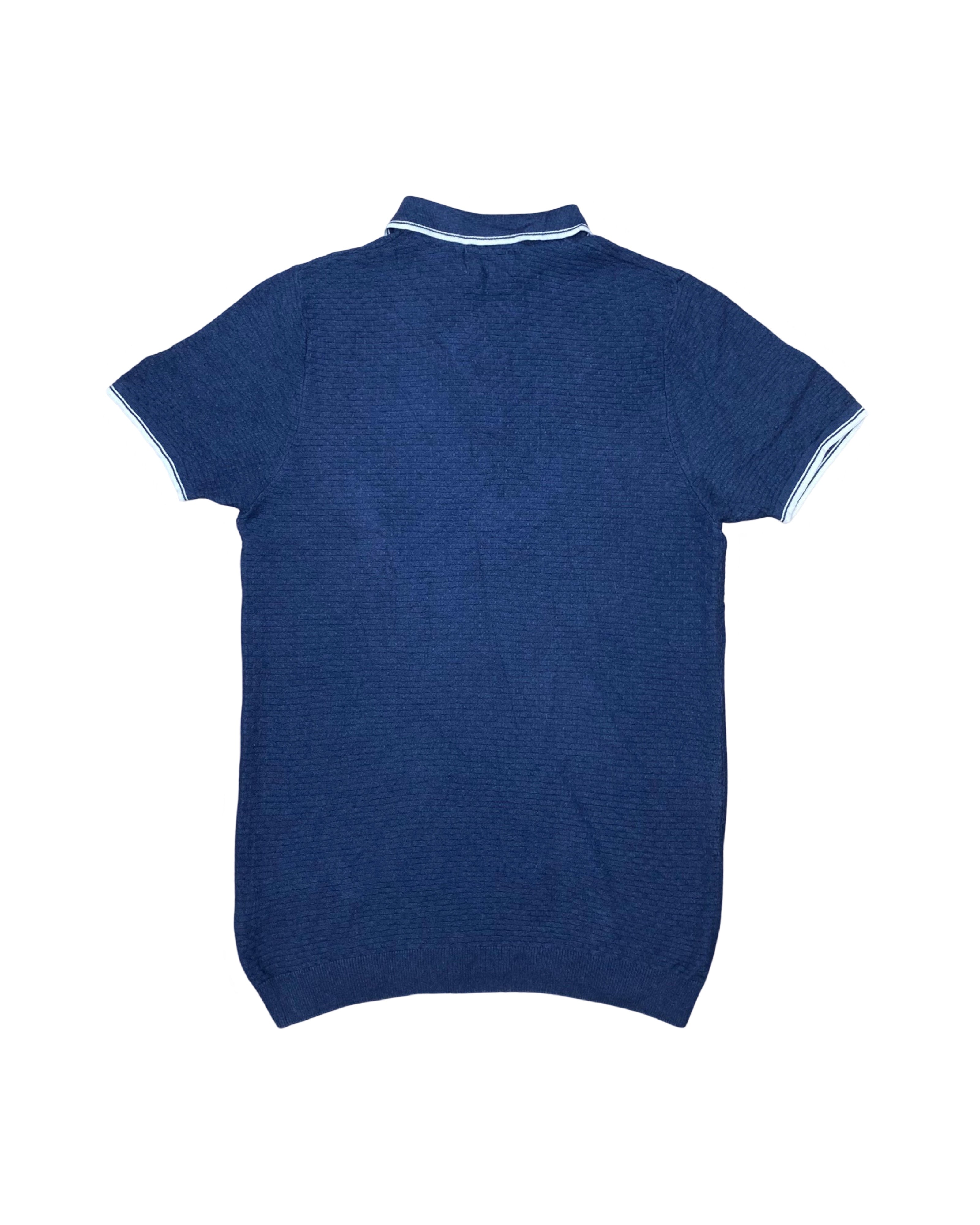 Racing Green Navy Knitted Polo Shirt | Medium | Chest 20.5”