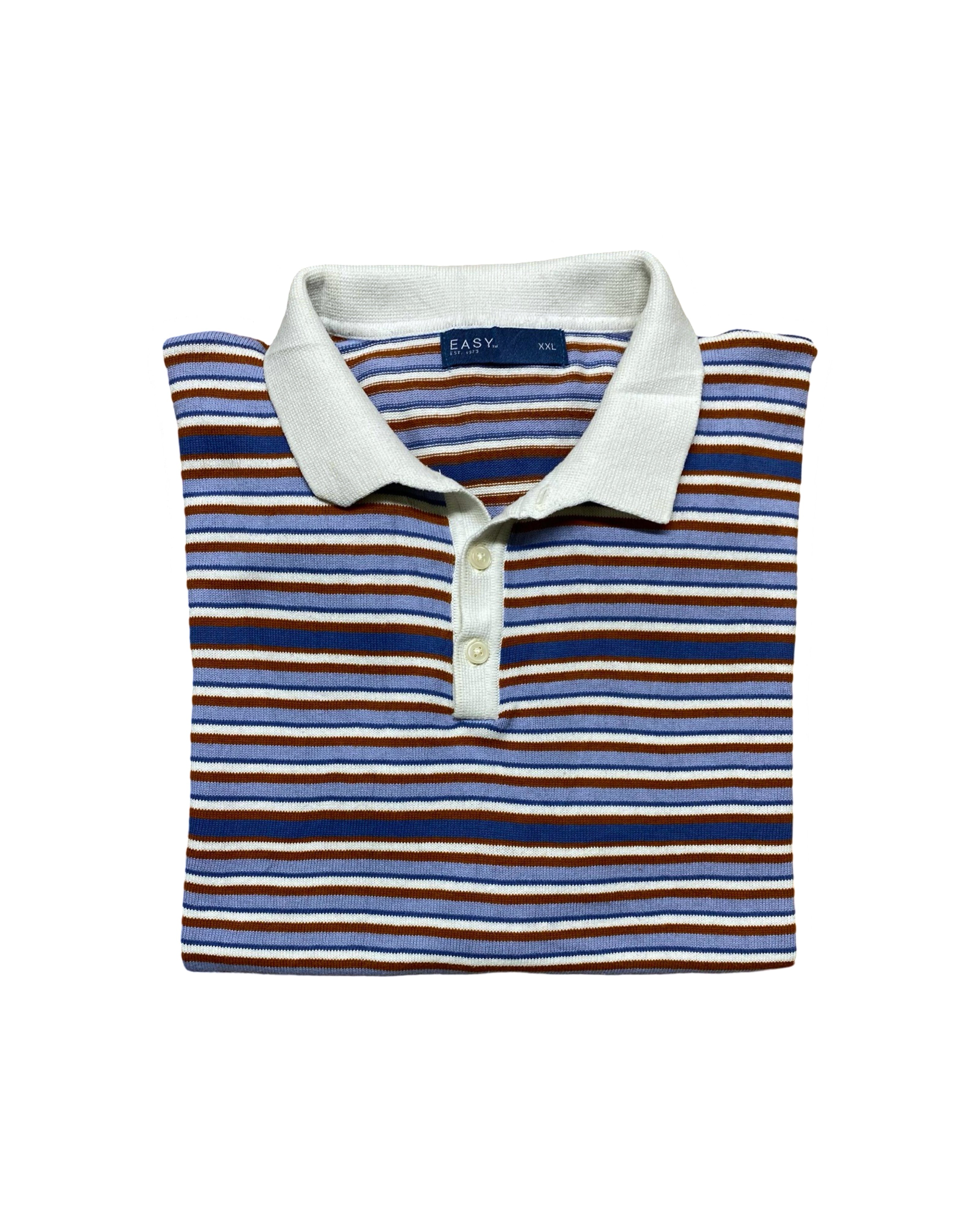 Easy Striped Knitted Polo Shirt | XXL | Chest 25”