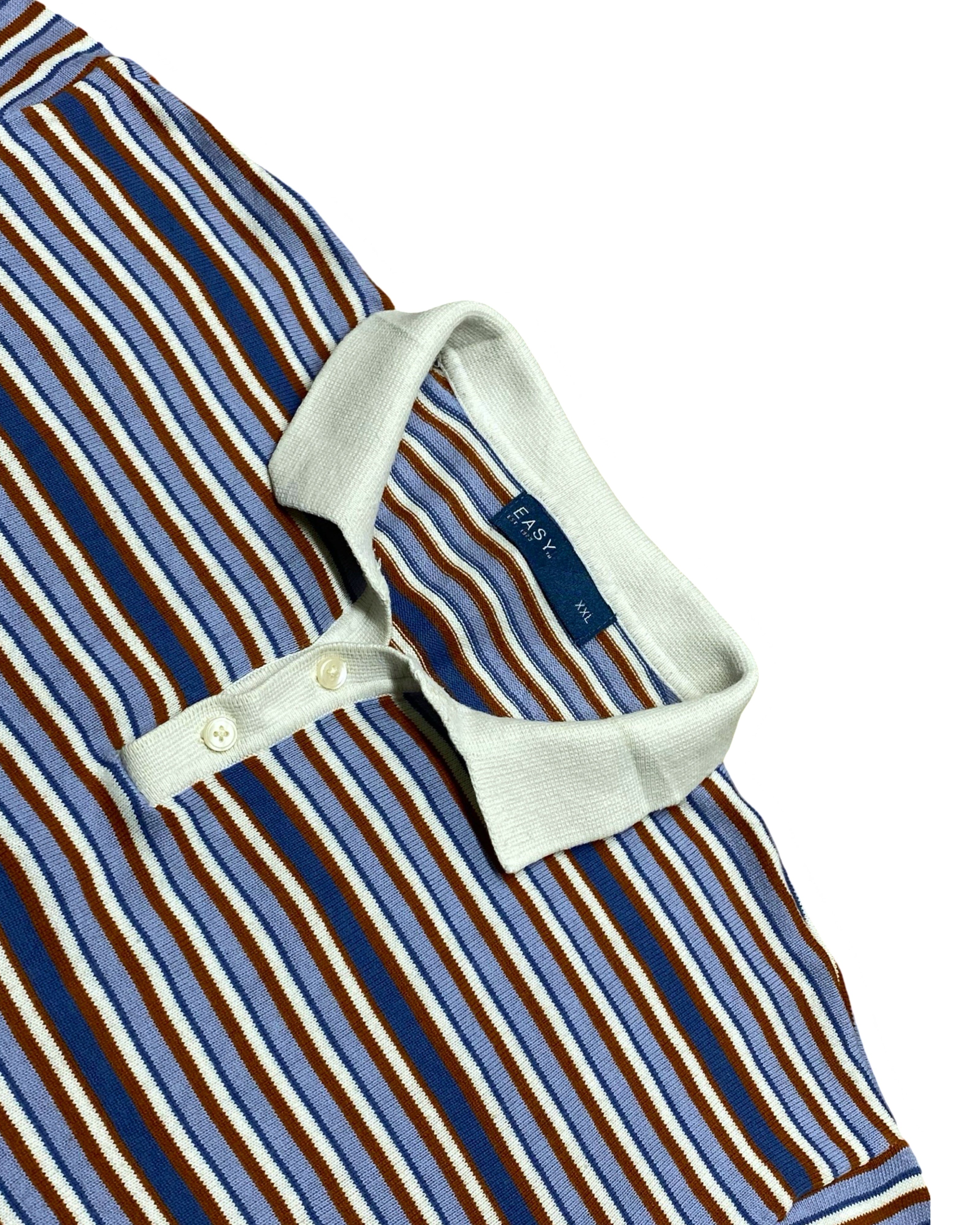 Easy Striped Knitted Polo Shirt | XXL | Chest 25”