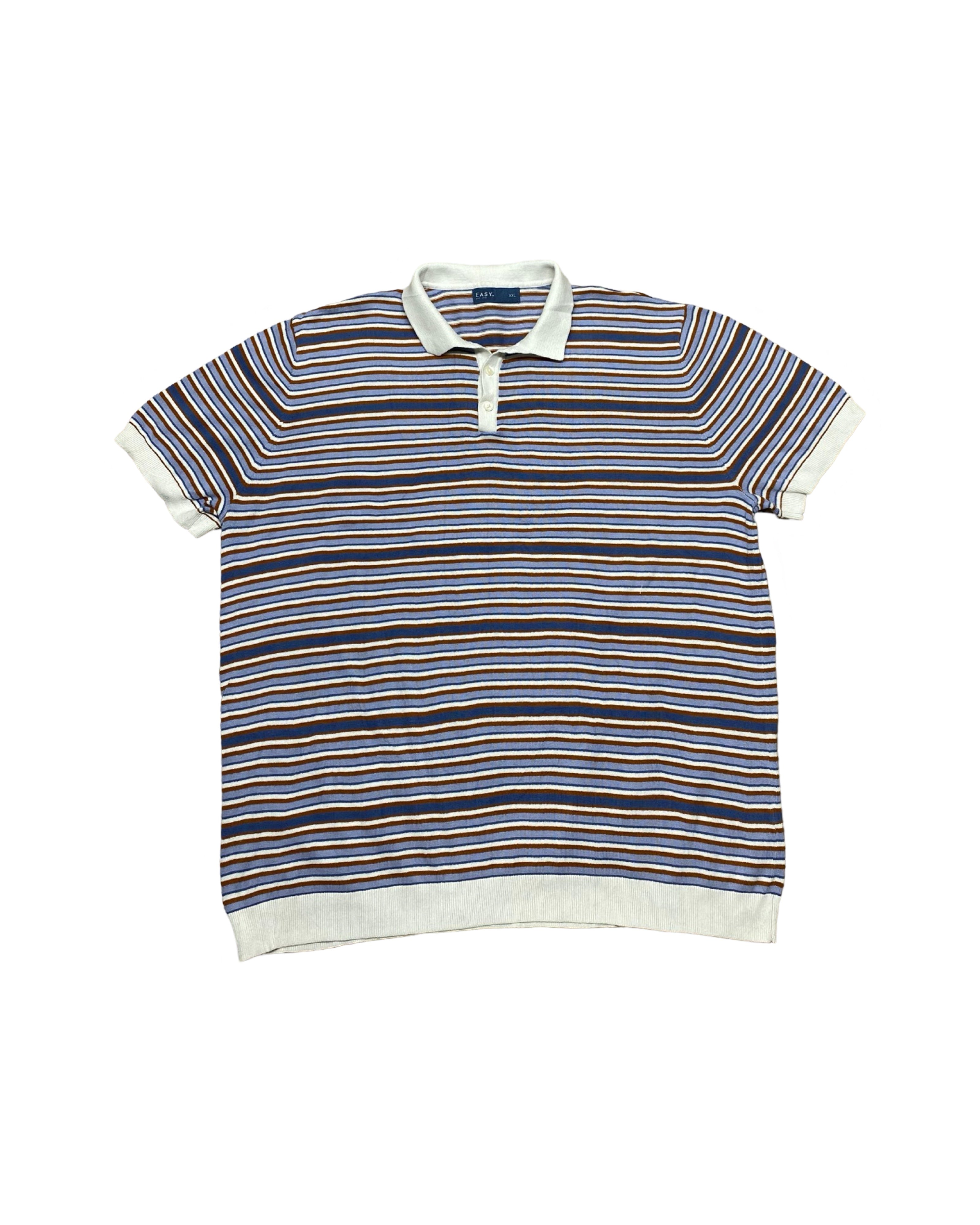 Easy Striped Knitted Polo Shirt | XXL | Chest 25”