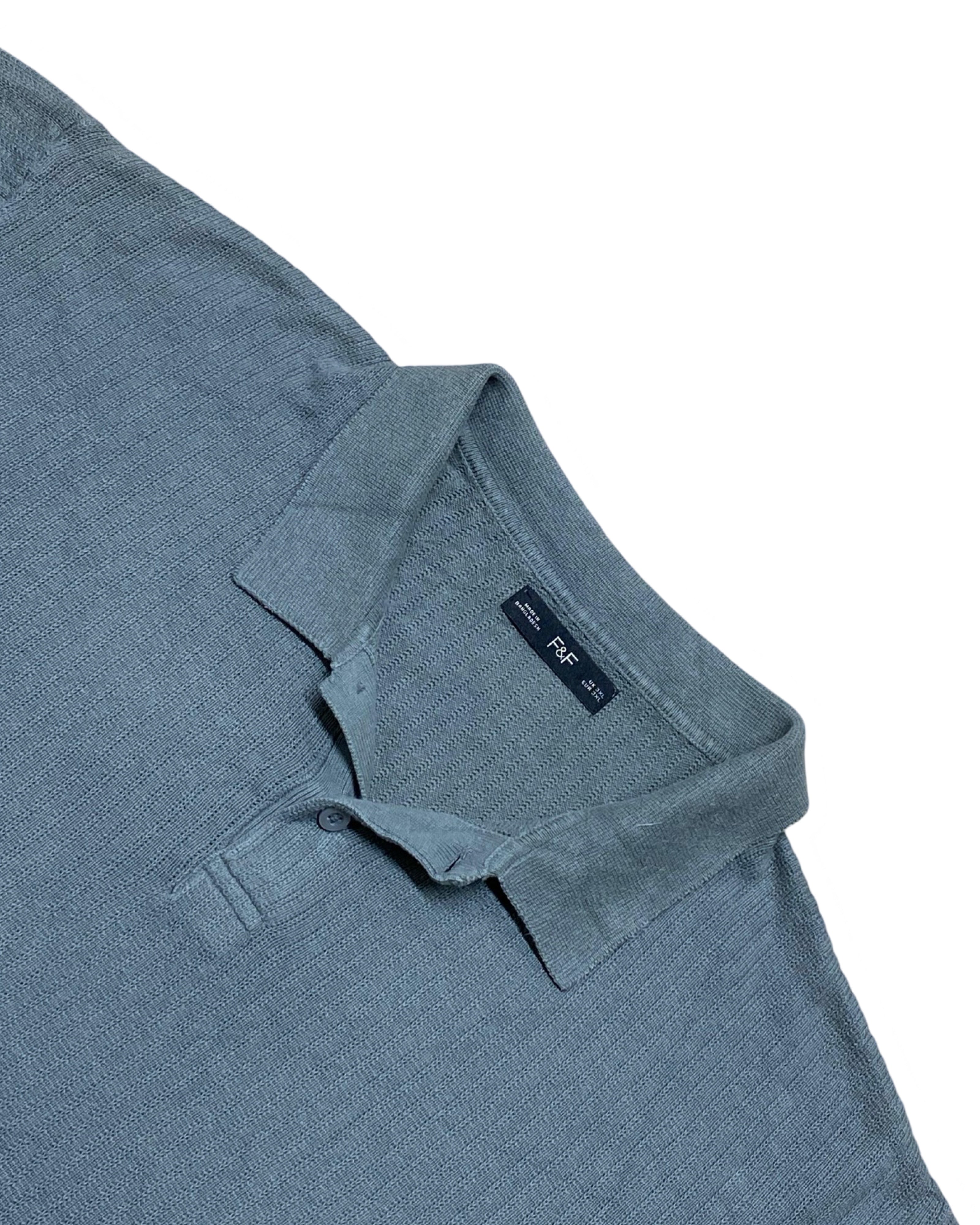 F&F Steel Tone Textured Knit Polo Shirt | 3XL | Chest 28”