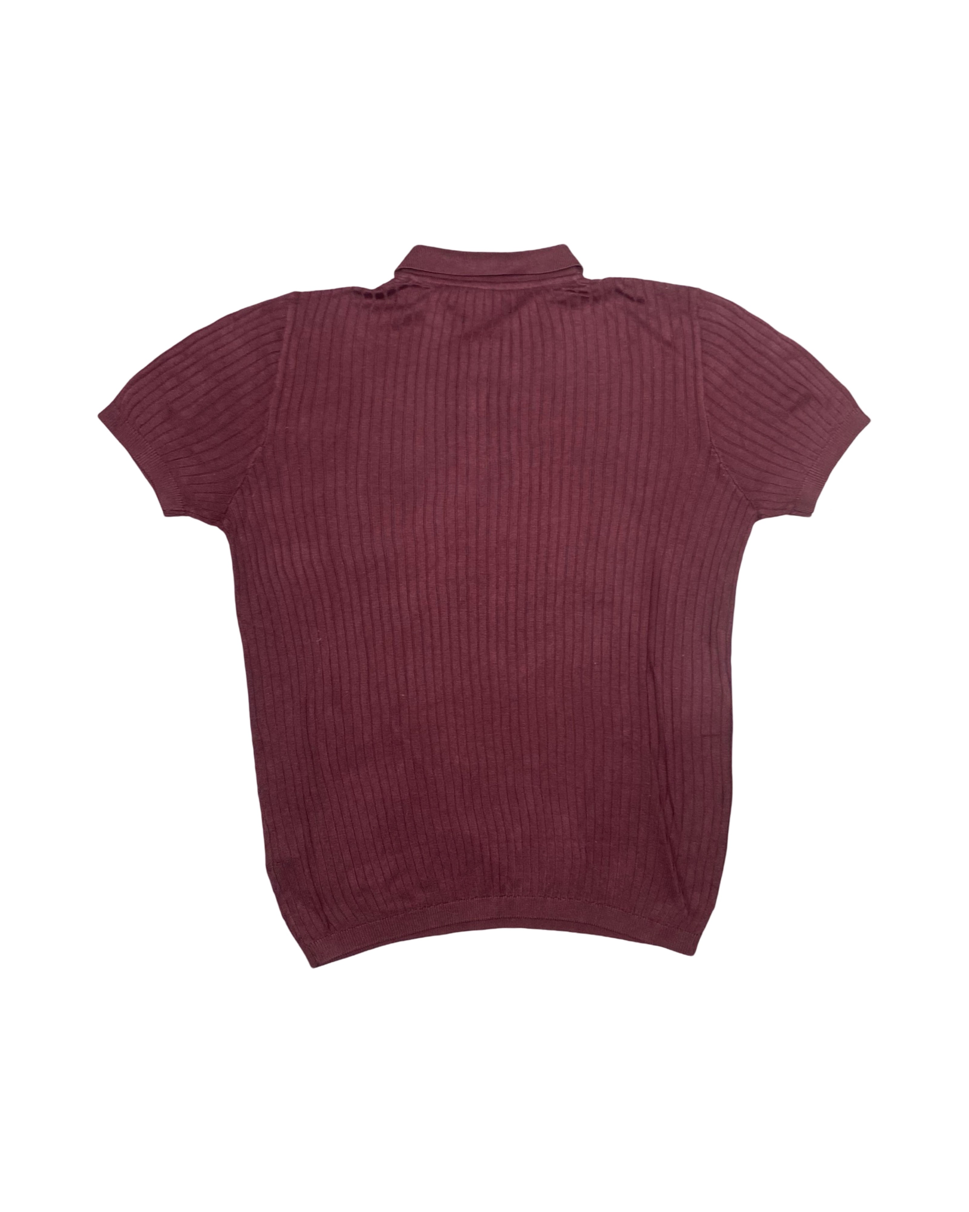 NEW LOOK Burgundy Textured Polo Shirt | Medium | Chest 21”