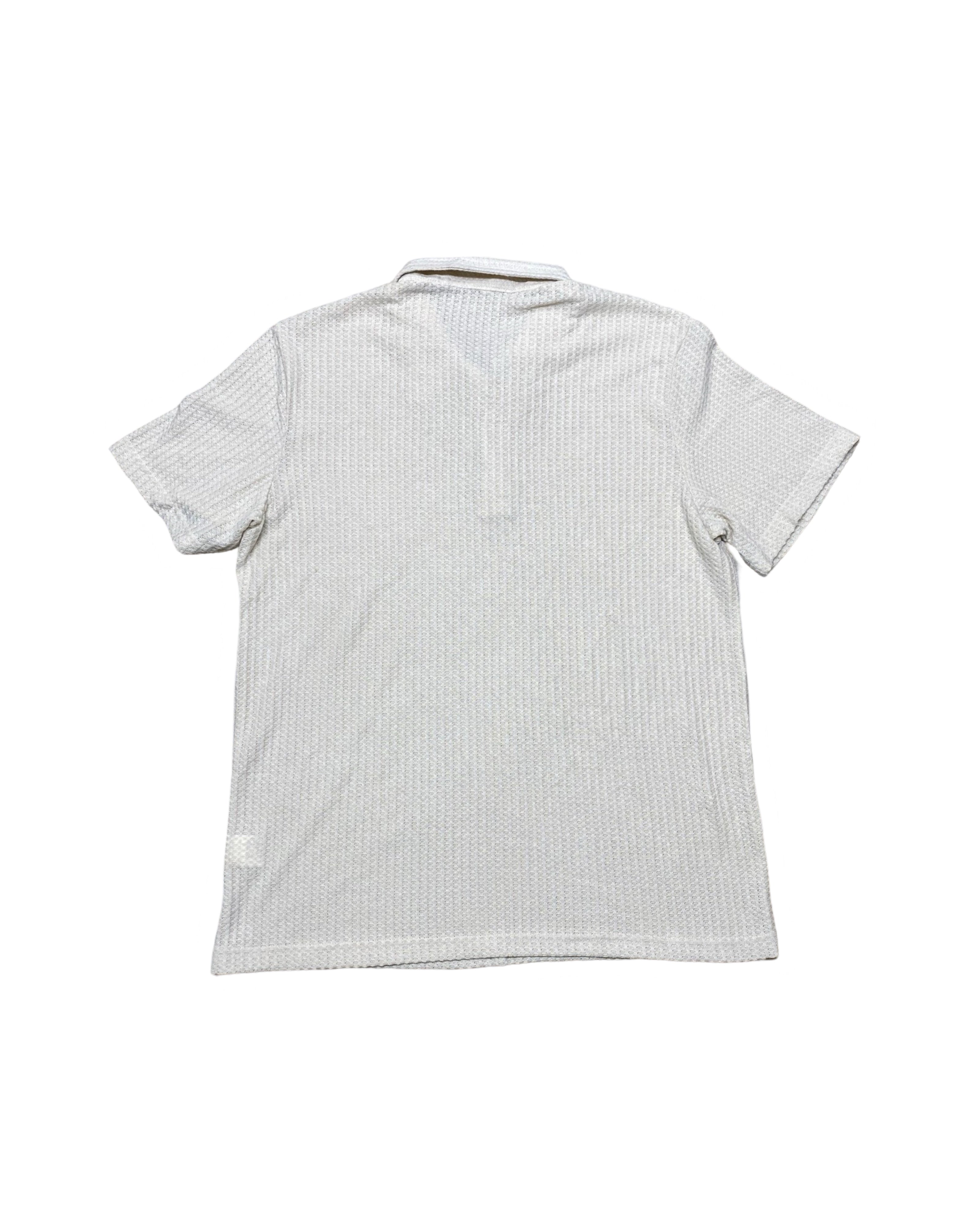 HOOYI Beige Textured Polo Shirt | Medium | Chest 22” (TAGGED)