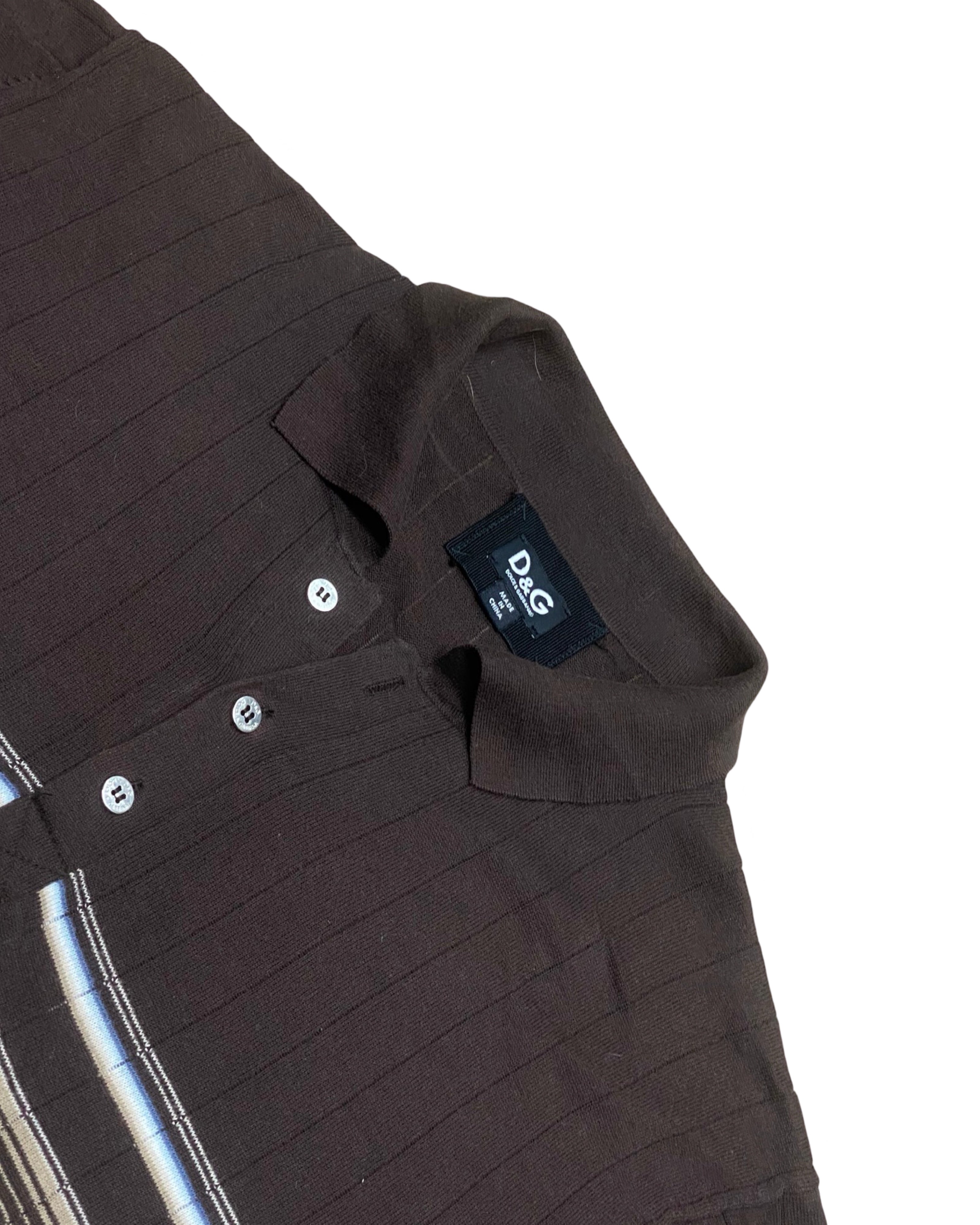 D&G Striped Colorblock Knit Polo Shirt | Medium | Chest 20”