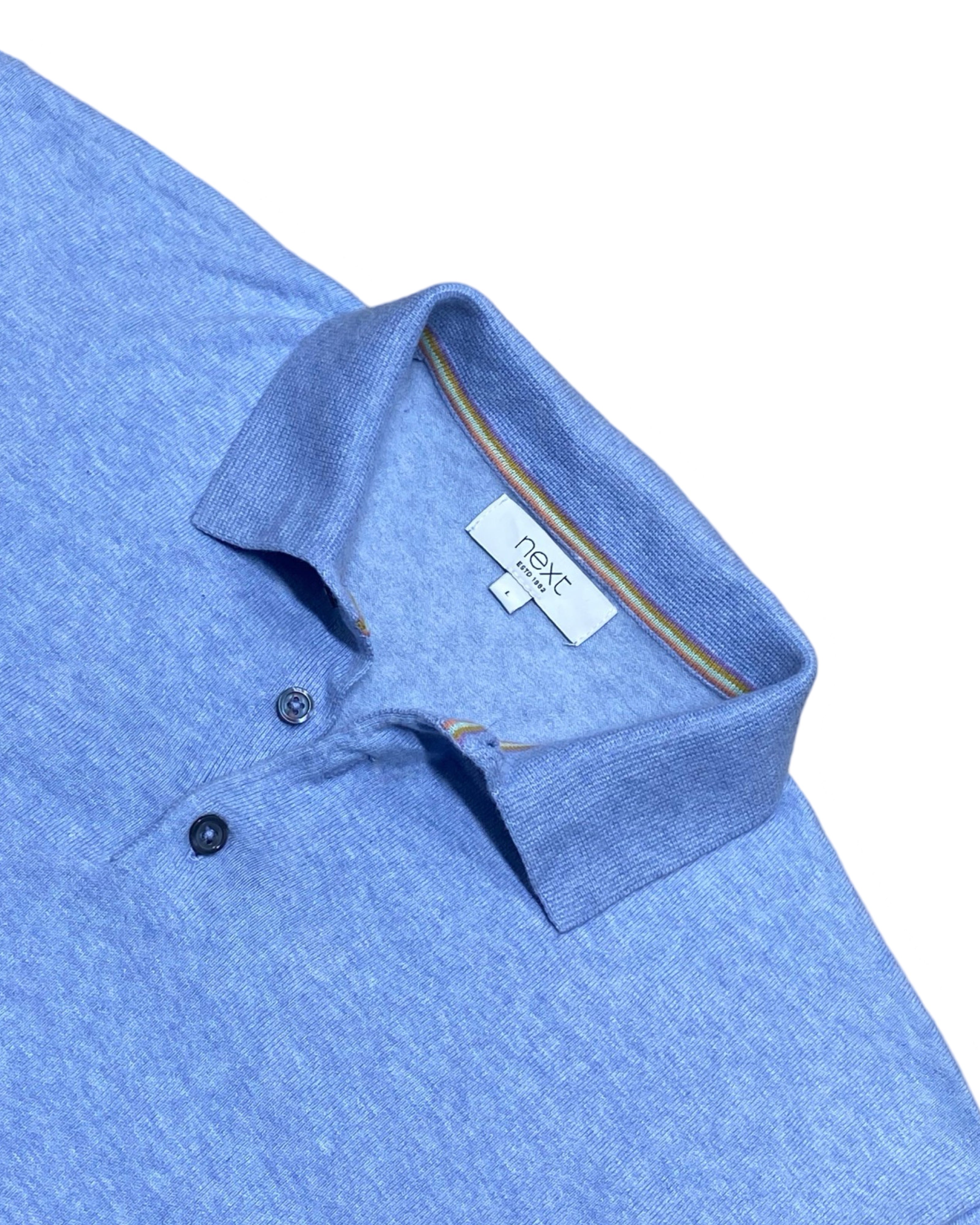 NEXT Light Blue Polo Shirt | Large | Chest 22”