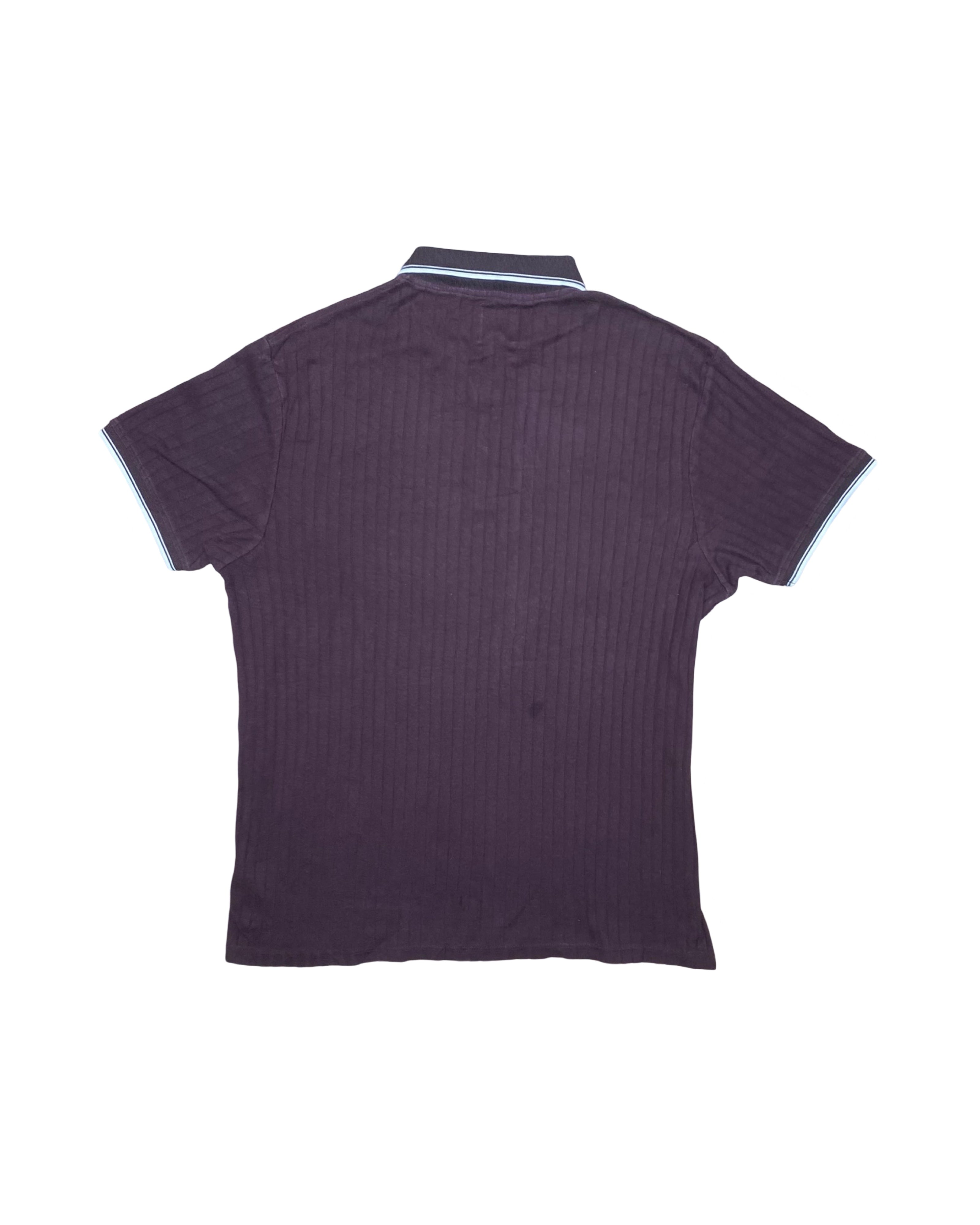 Burton Menswear Burgundy Ribbed Polo | Large | Chest 22.5”
