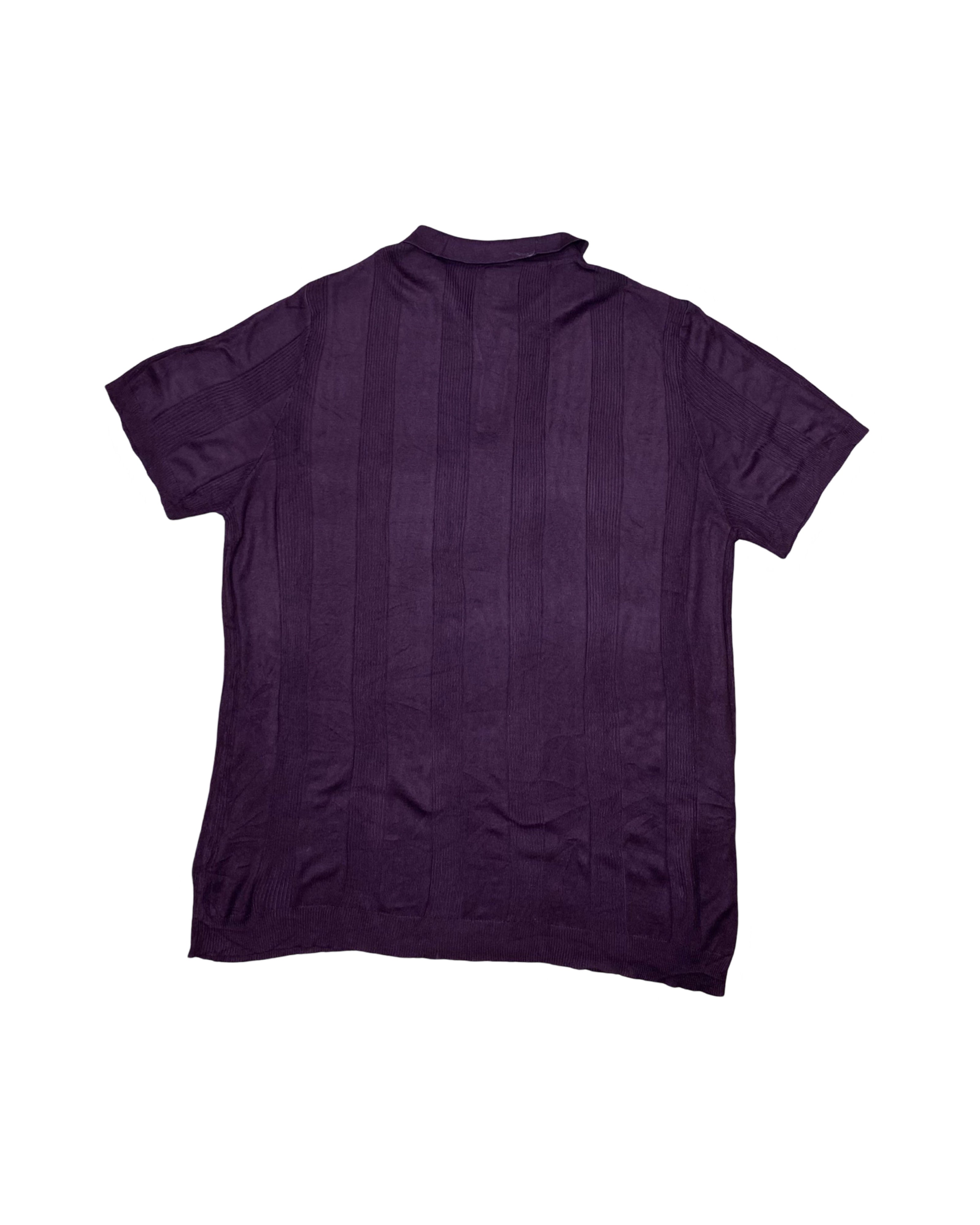 River Island Plum Textured Knit Polo Shirt | Size XL | Chest 23.5”