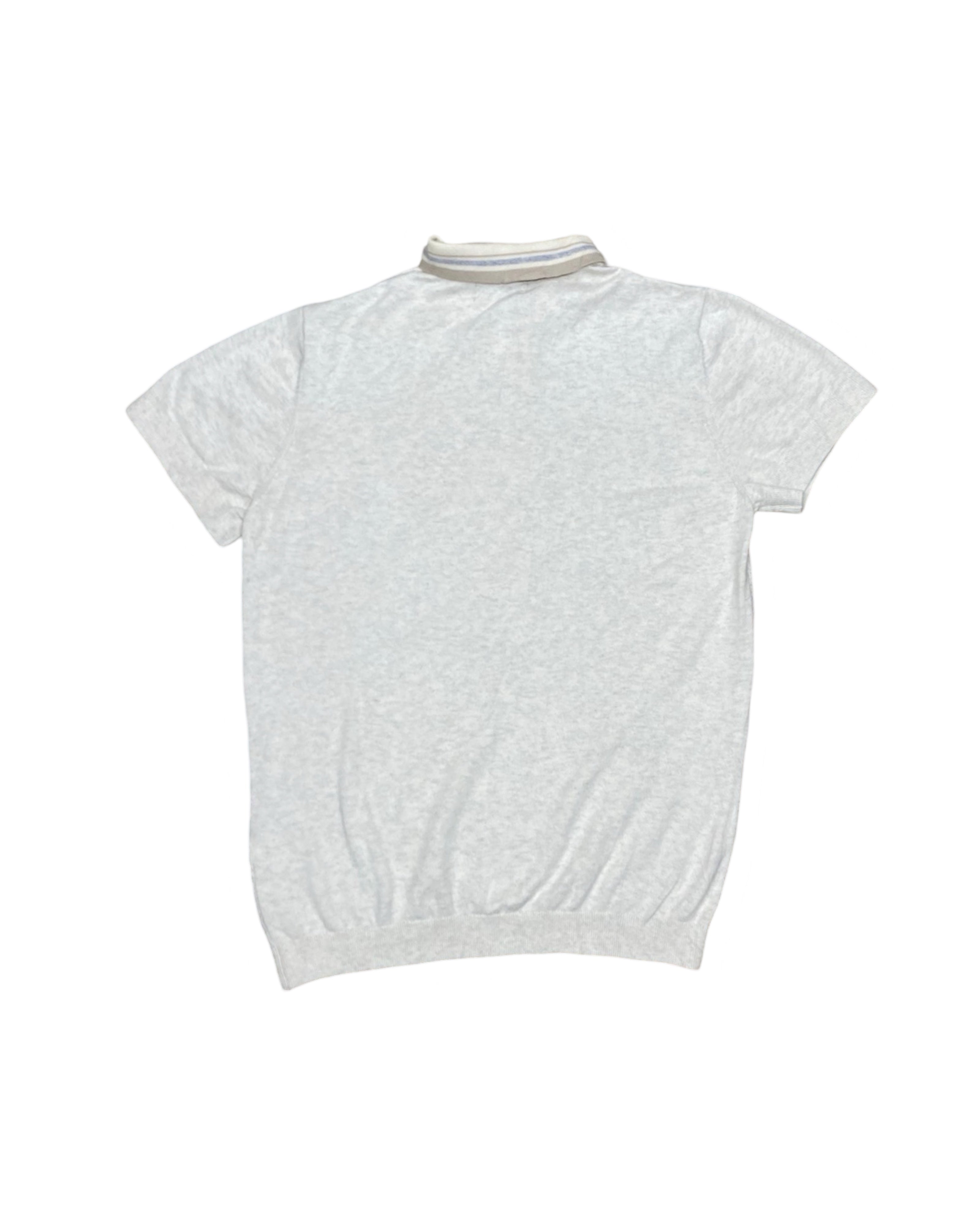 Next Light Heather Grey Textured Knitted Polo Shirt | Small | Chest 19”
