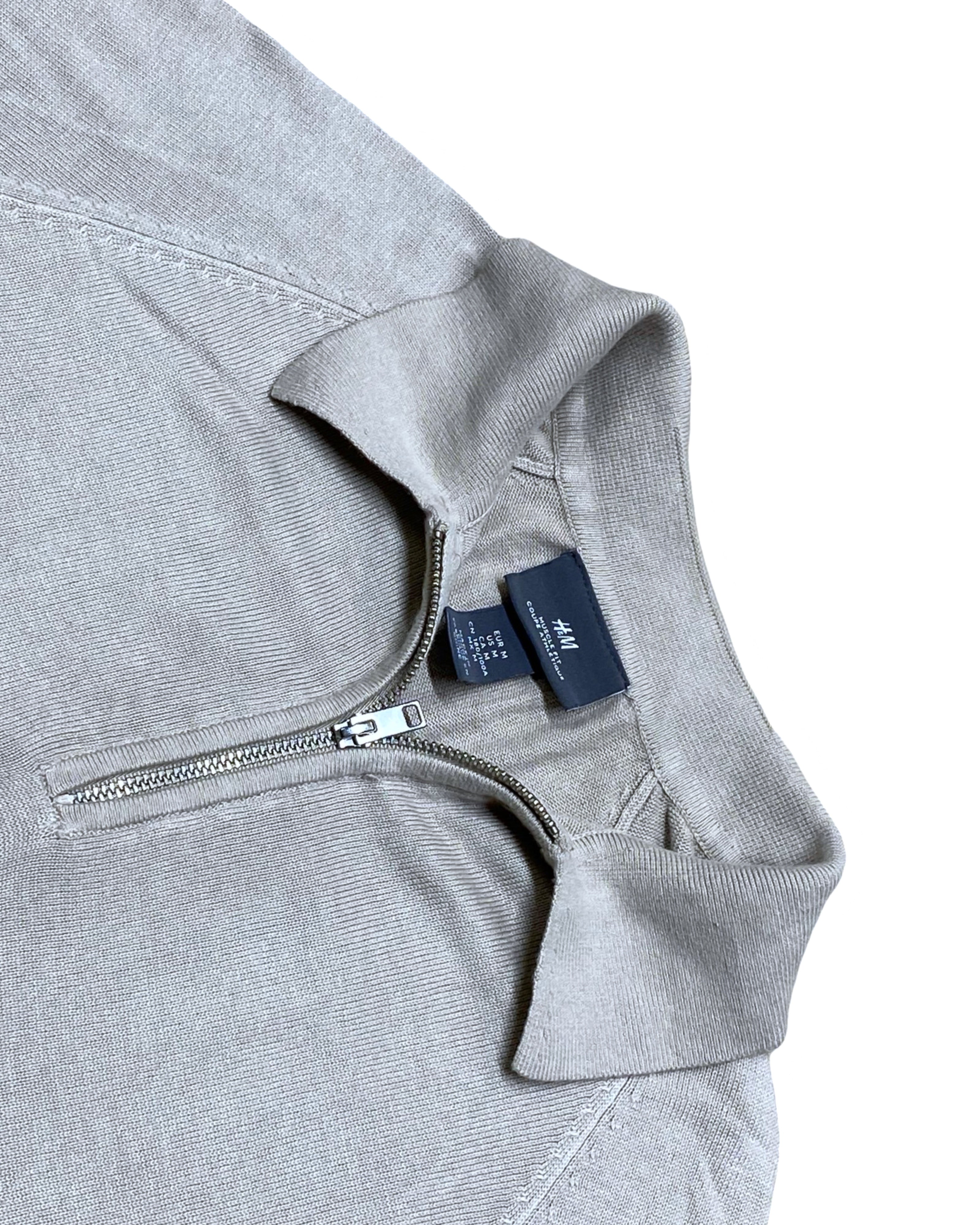 H&M Light Grey Zip Polo Shirt | Medium | Chest 20”