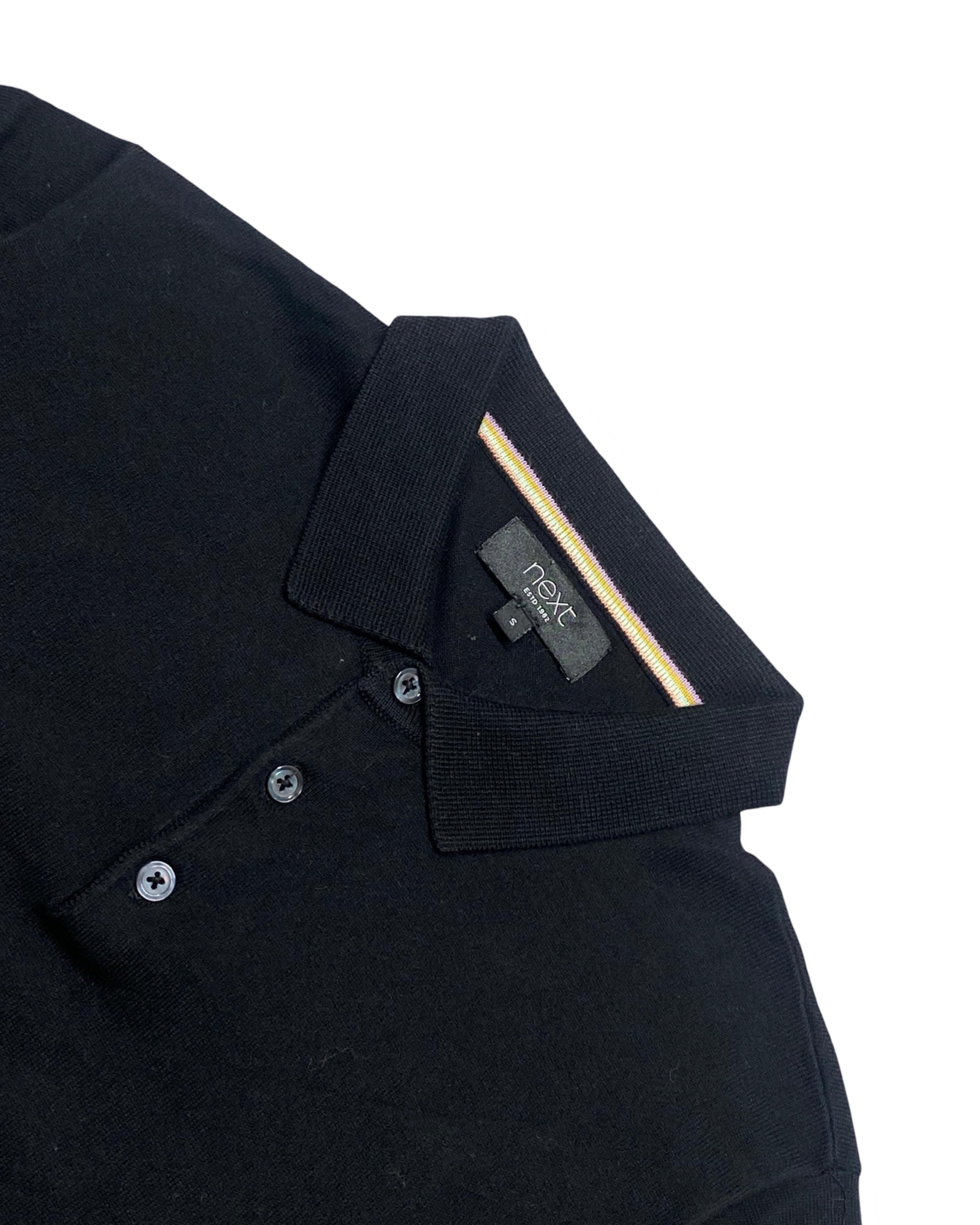Next Black Knitted Polo Shirt | Small | Chest 19”