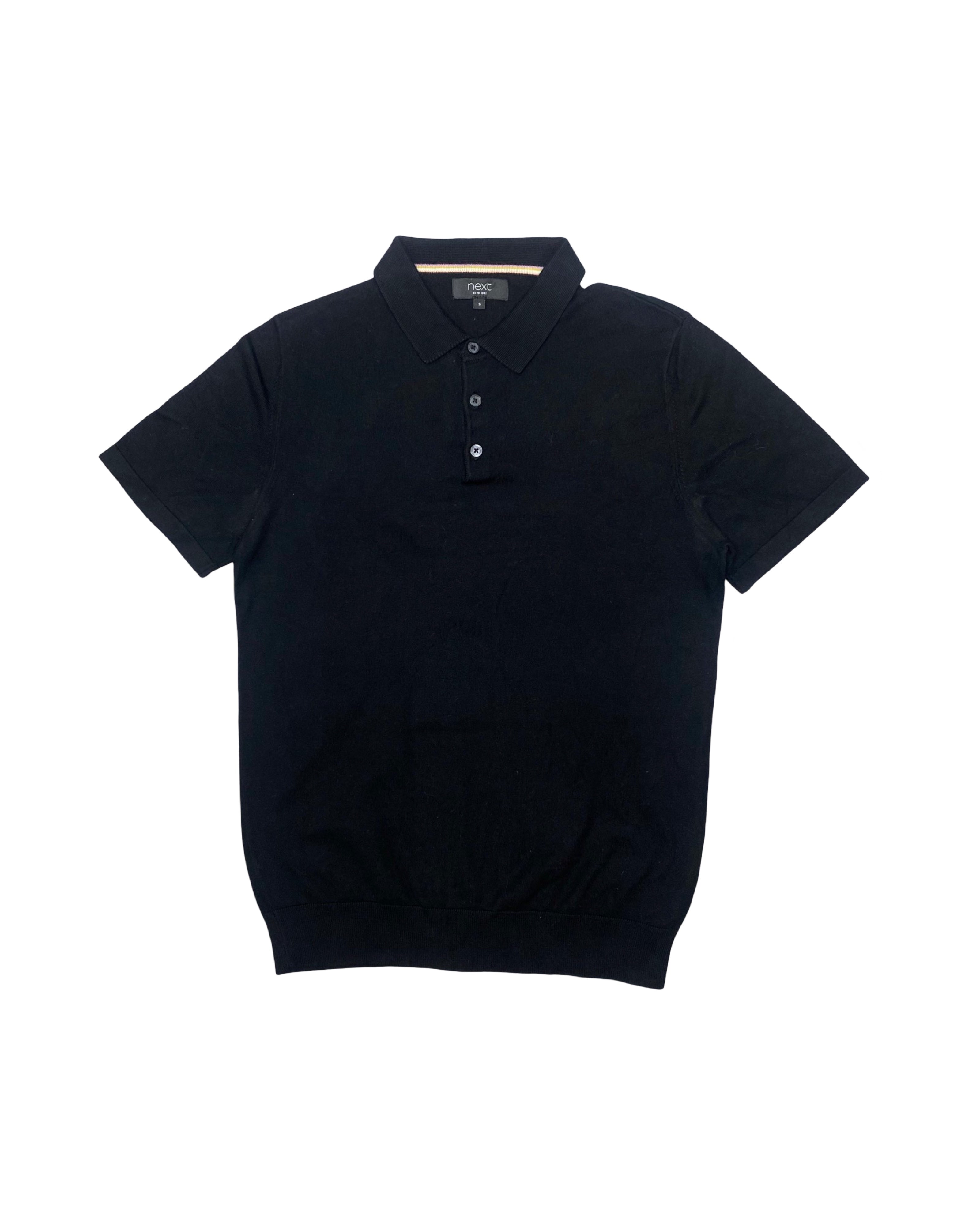 Next Black Knitted Polo Shirt | Small | Chest 19”