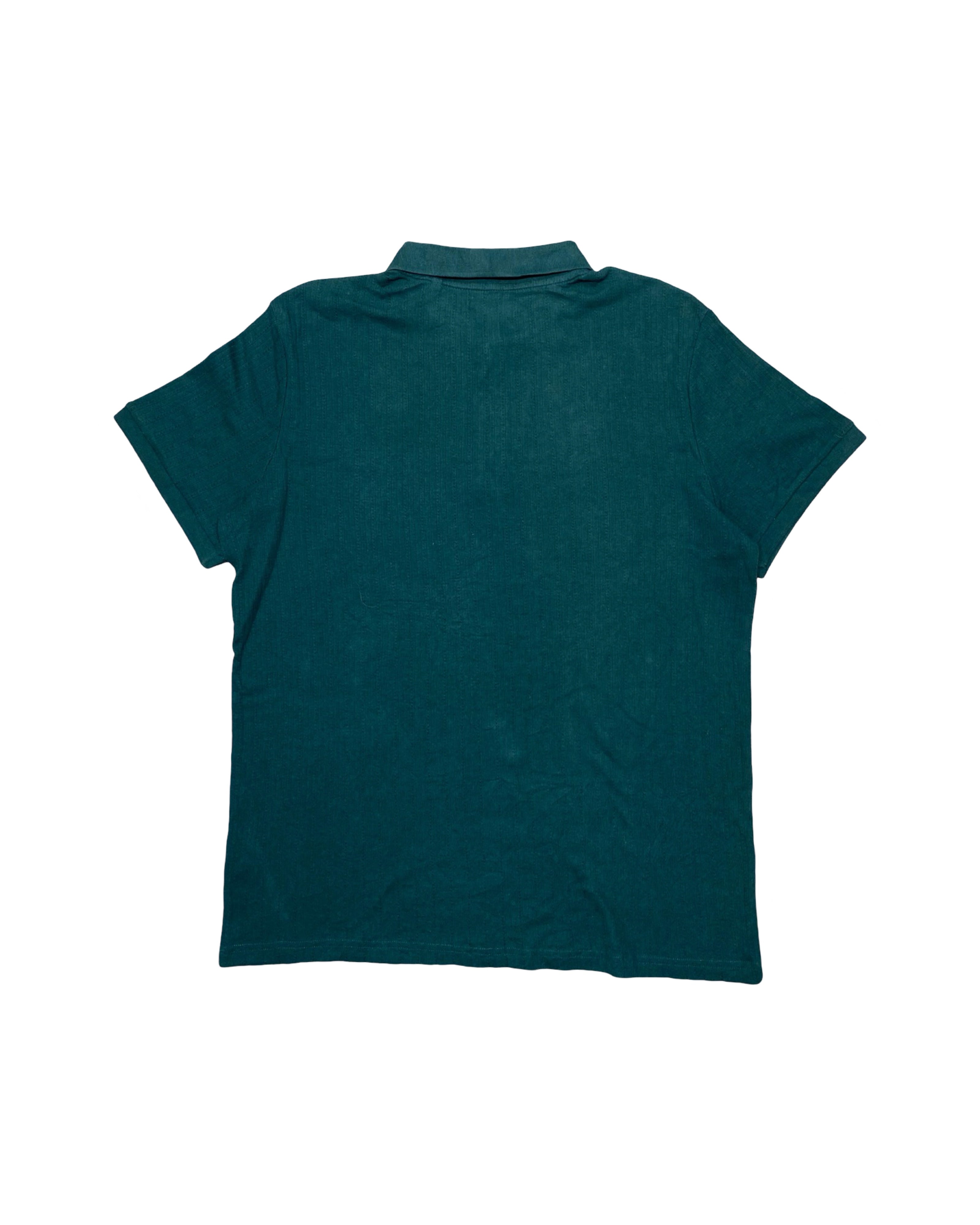 TU Teal Green Knitted Polo Shirt with Zip Neck | Large | Chest 24”