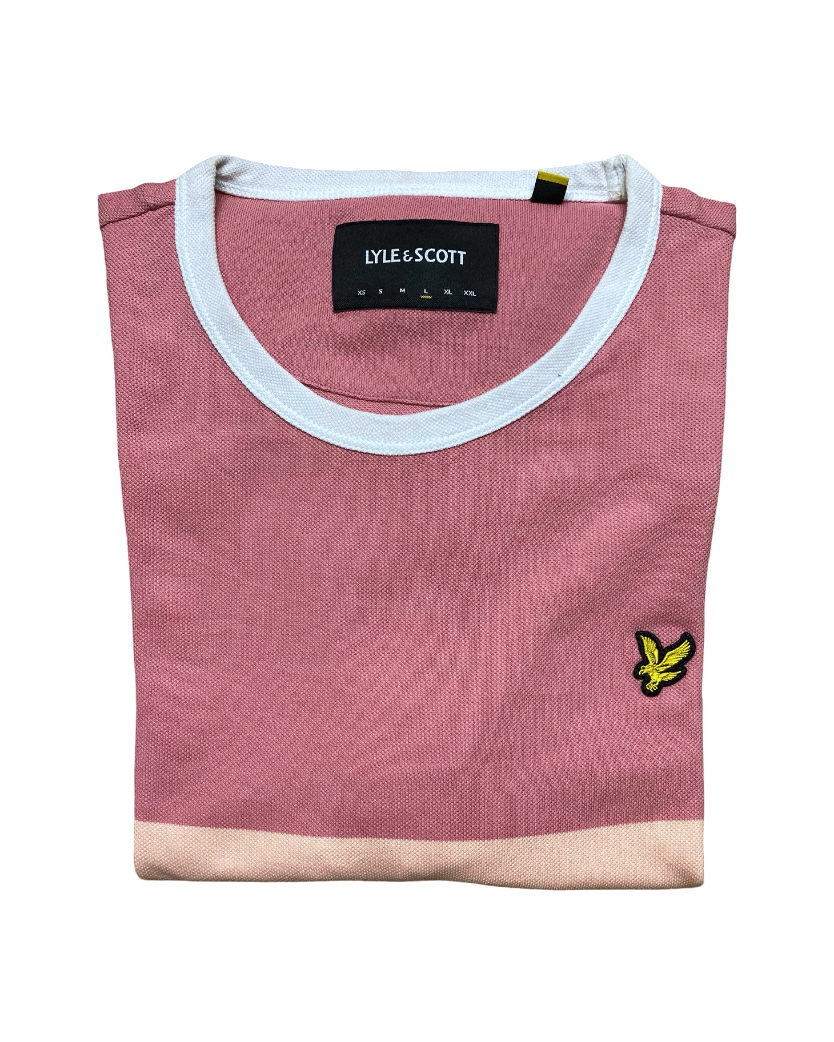 LYLE & SCOTT Pink Striped Cotton Knit T-Shirt | Medium | Chest 21”