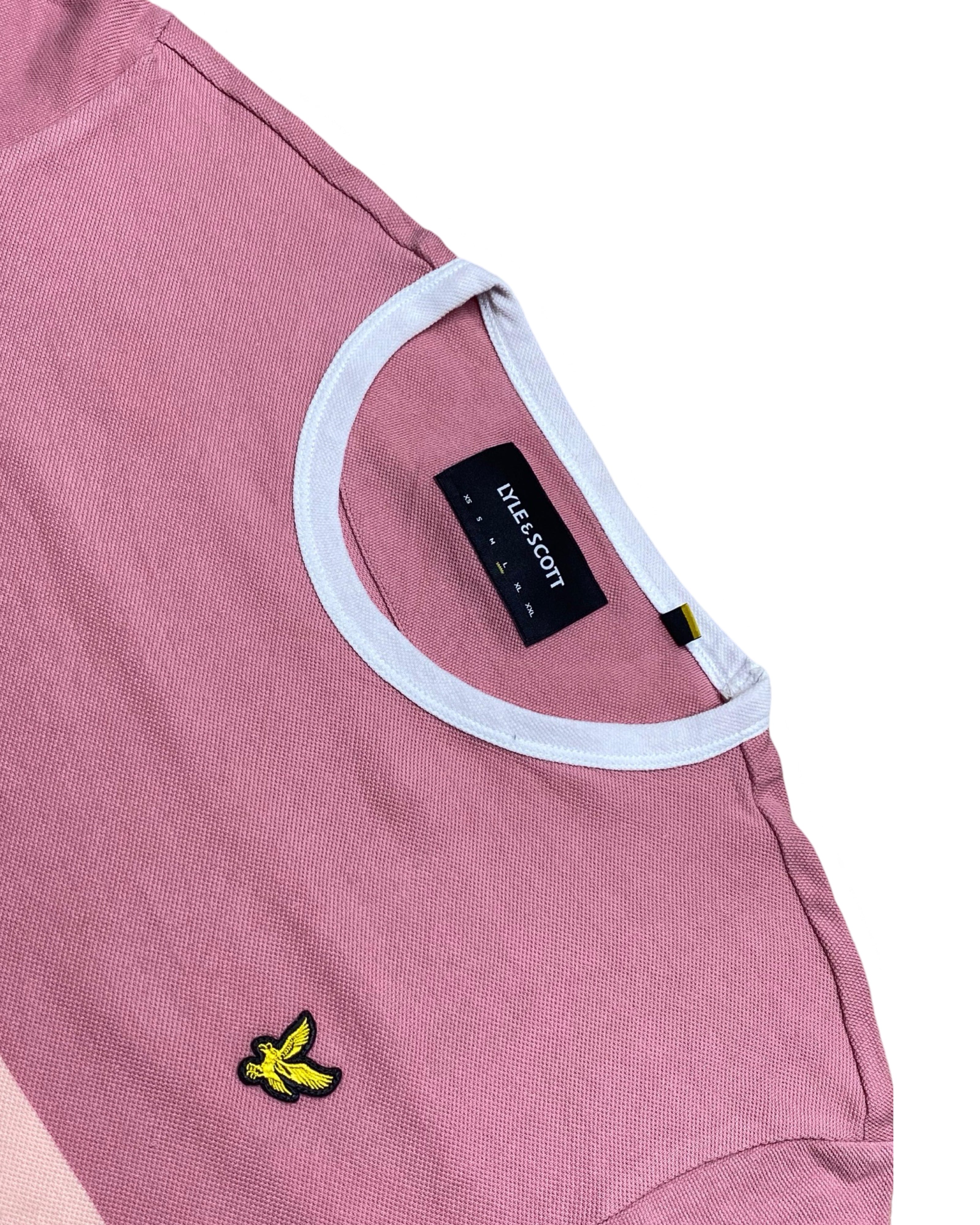 LYLE & SCOTT Pink Striped Cotton Knit T-Shirt | Medium | Chest 21”