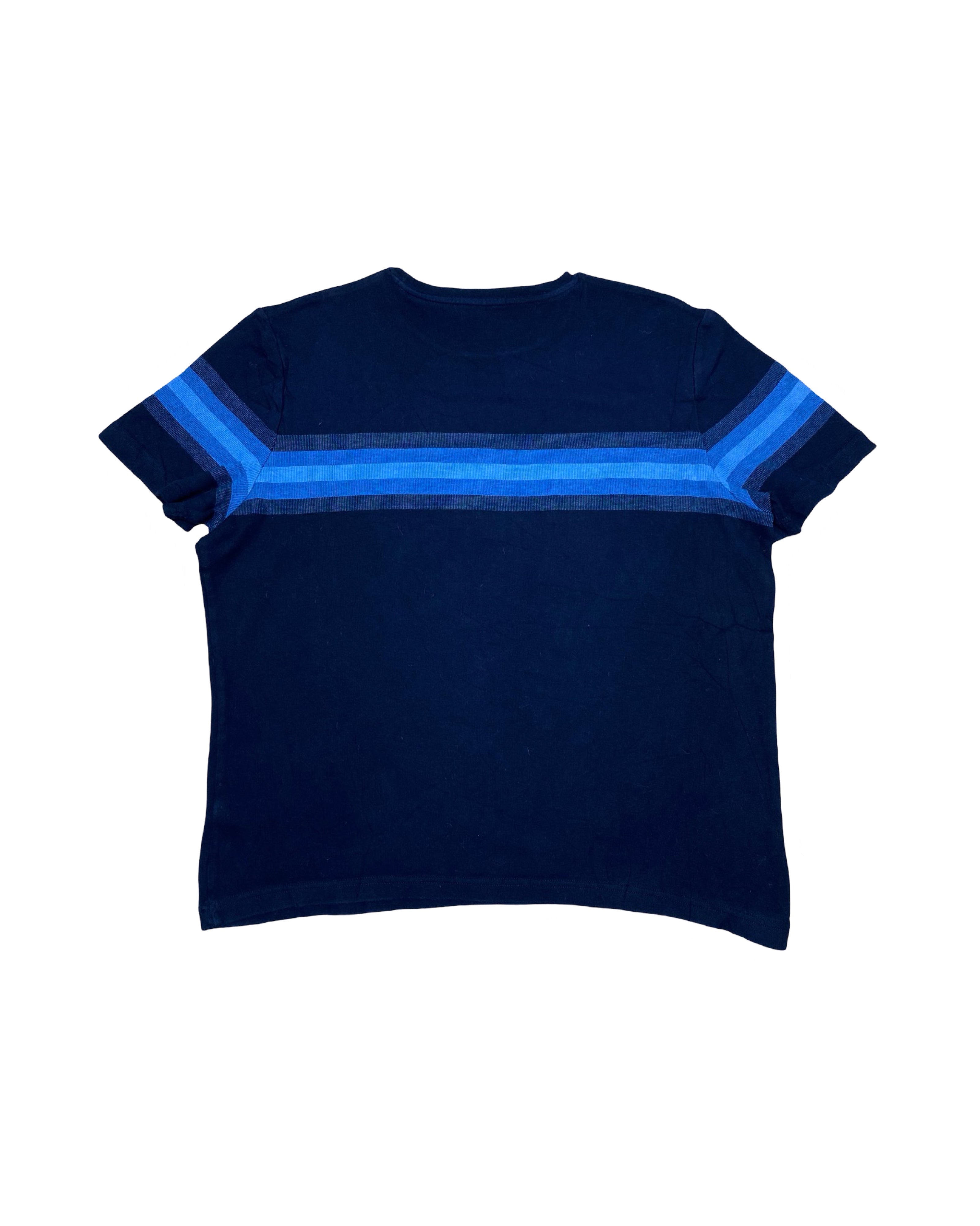 M&S Navy Cotton Stripe Tee | XL | Chest 25”