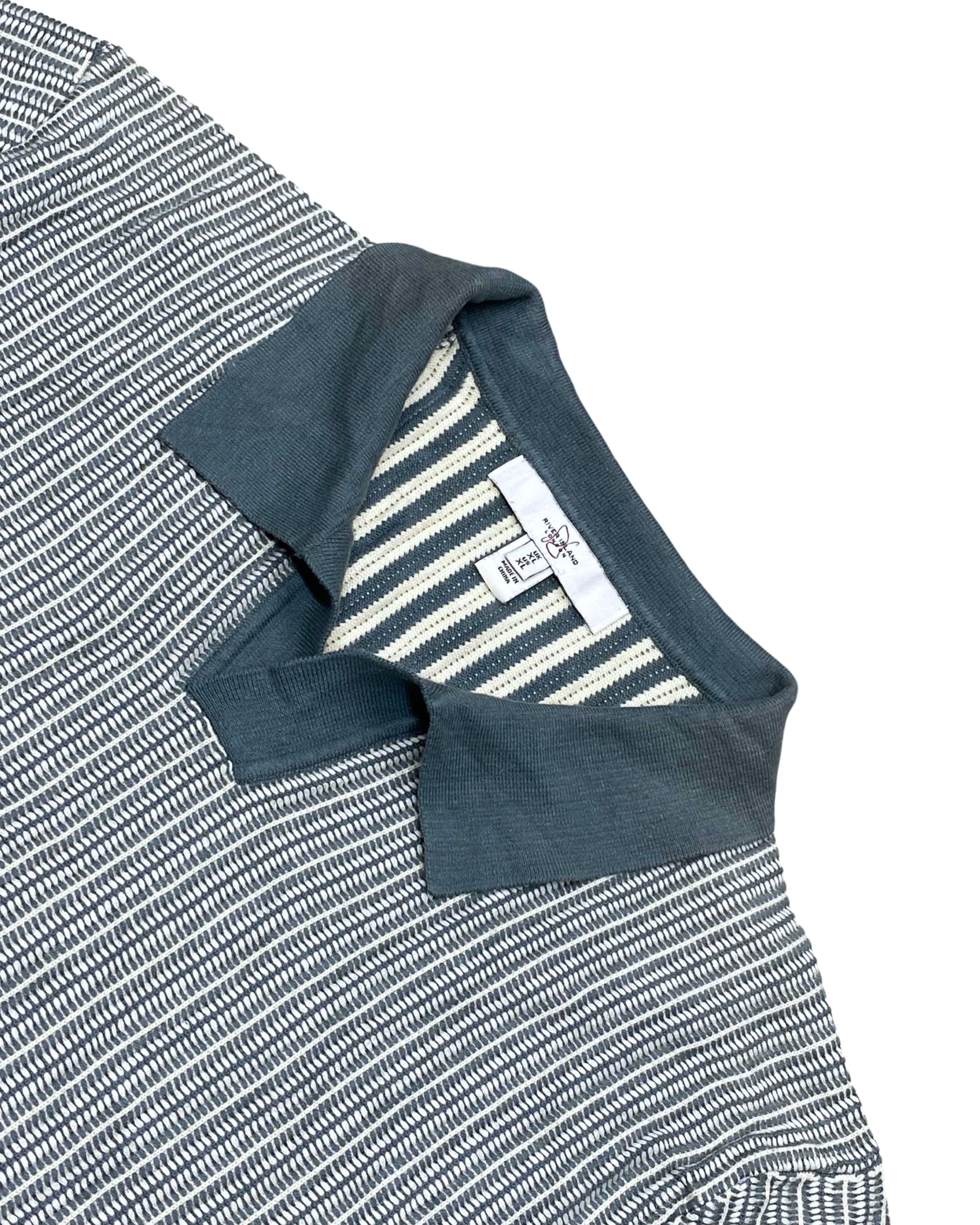 RIVER ISLAND Textured Striped Polo Shirt | XL | Chest 23”