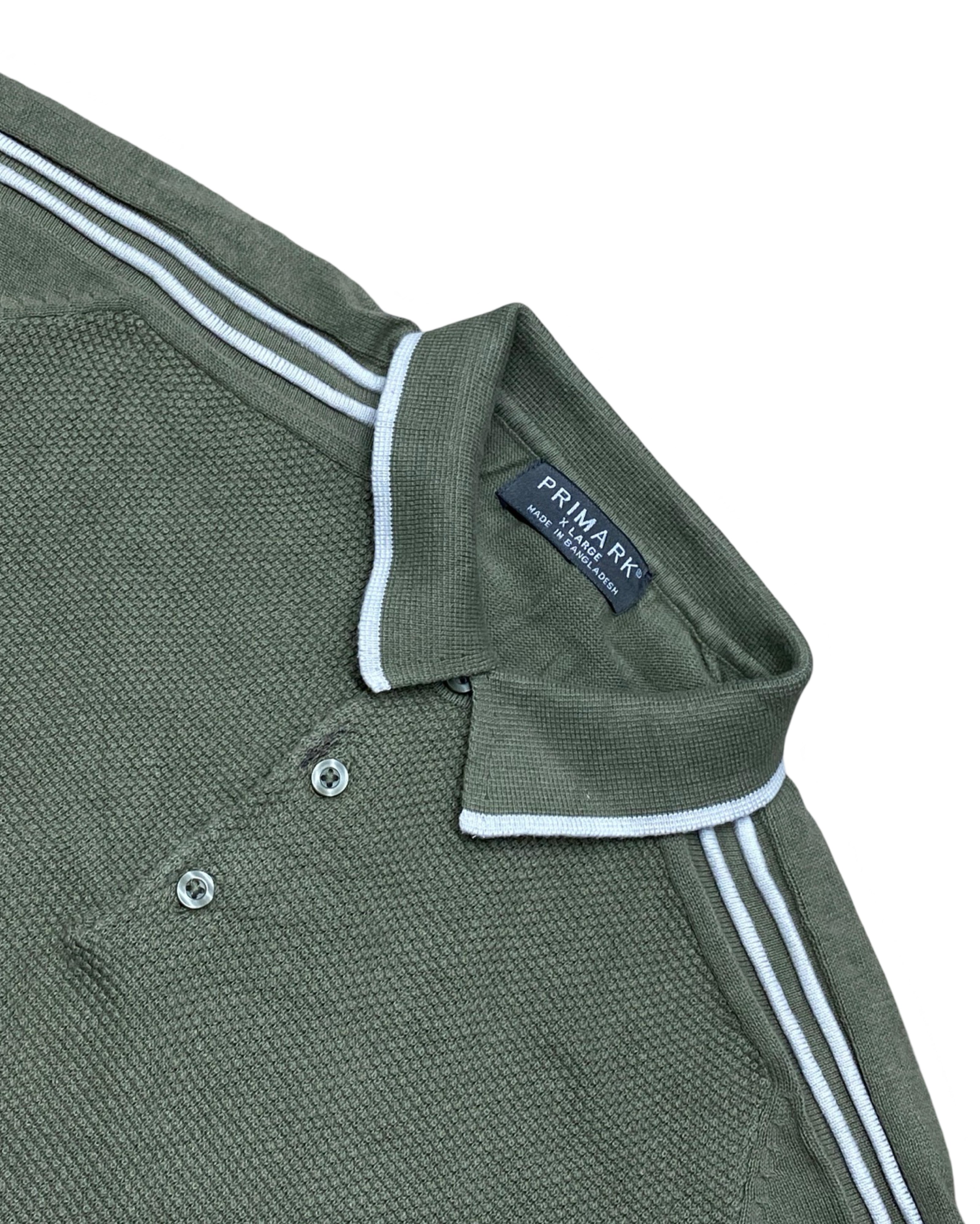 Primark Green Textured Knit Polo Shirt | Large | Chest 22”