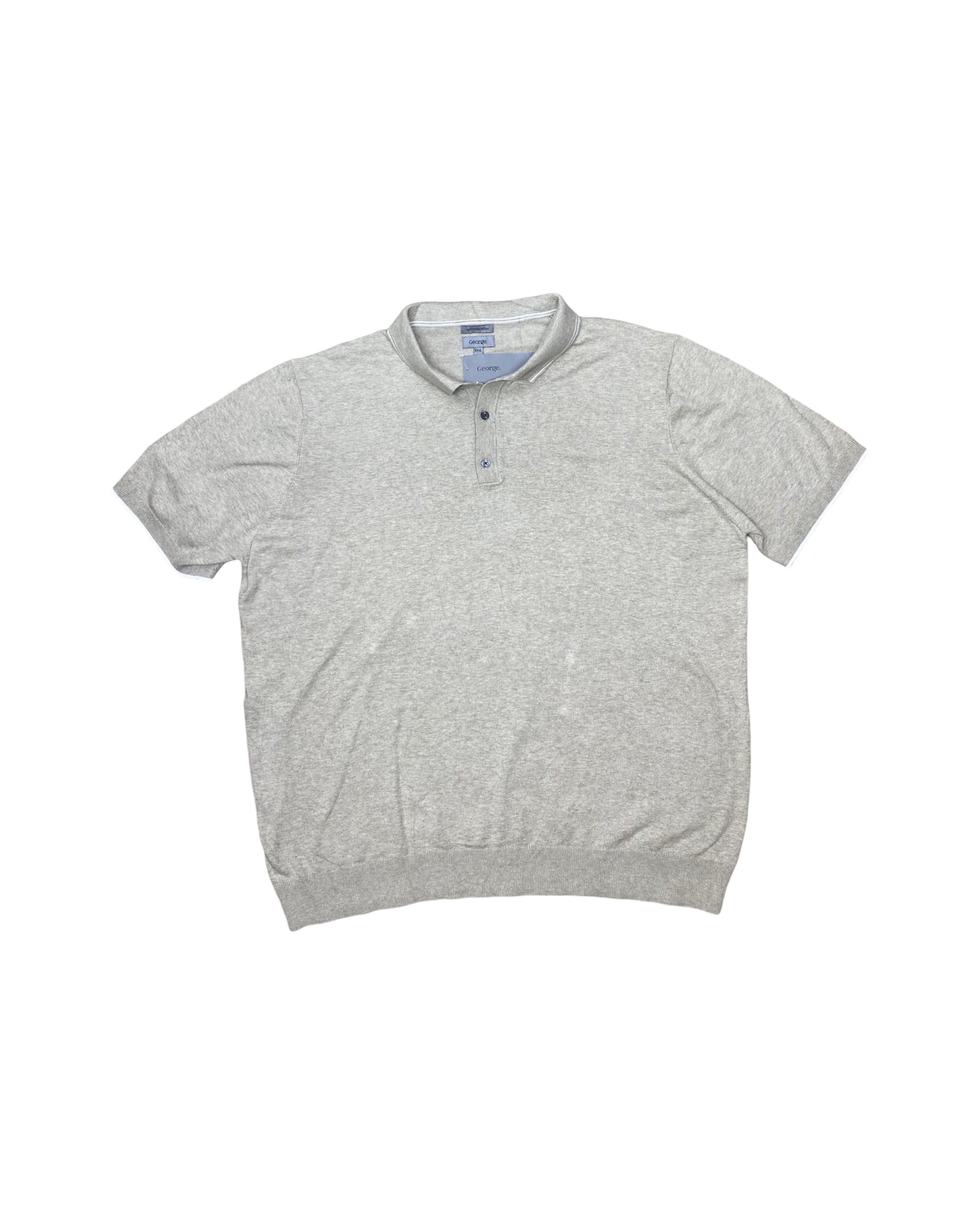 George Light Beige Knitted Polo Shirt | 3XL | Chest 27”