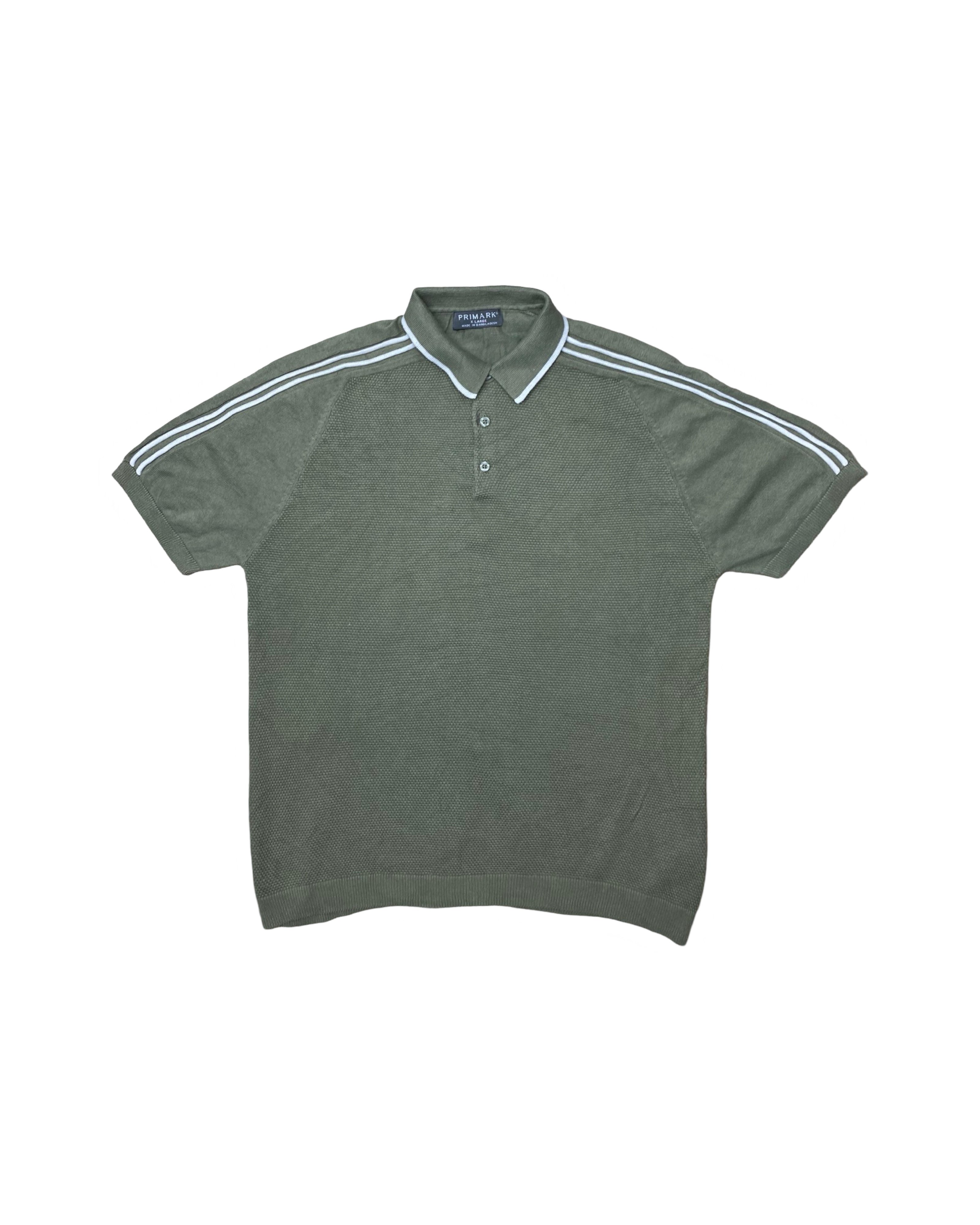 Primark Green Textured Knit Polo Shirt | Large | Chest 22”