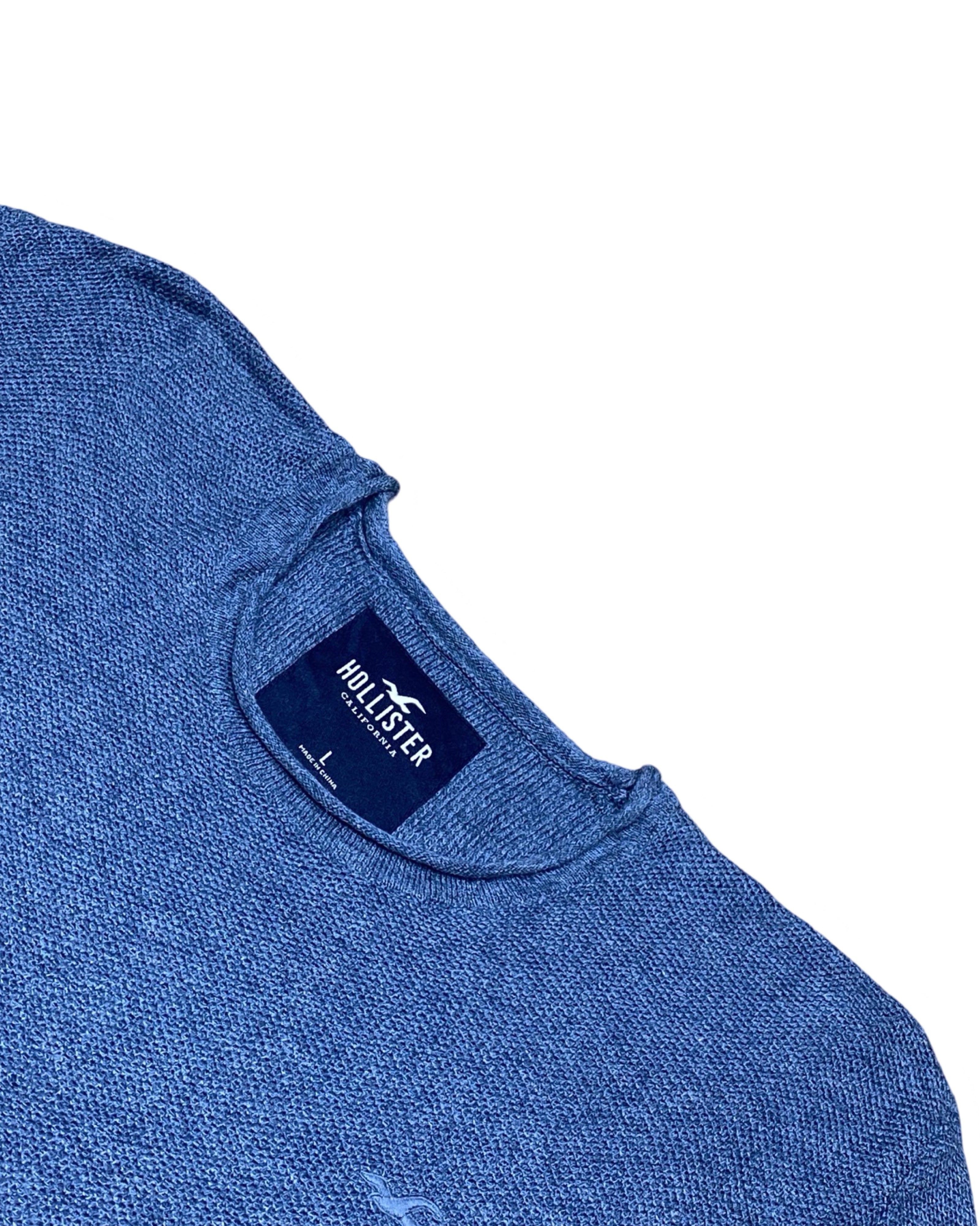 Hollister Blue Textured Knit Tee | Medium | Chest 19.5”