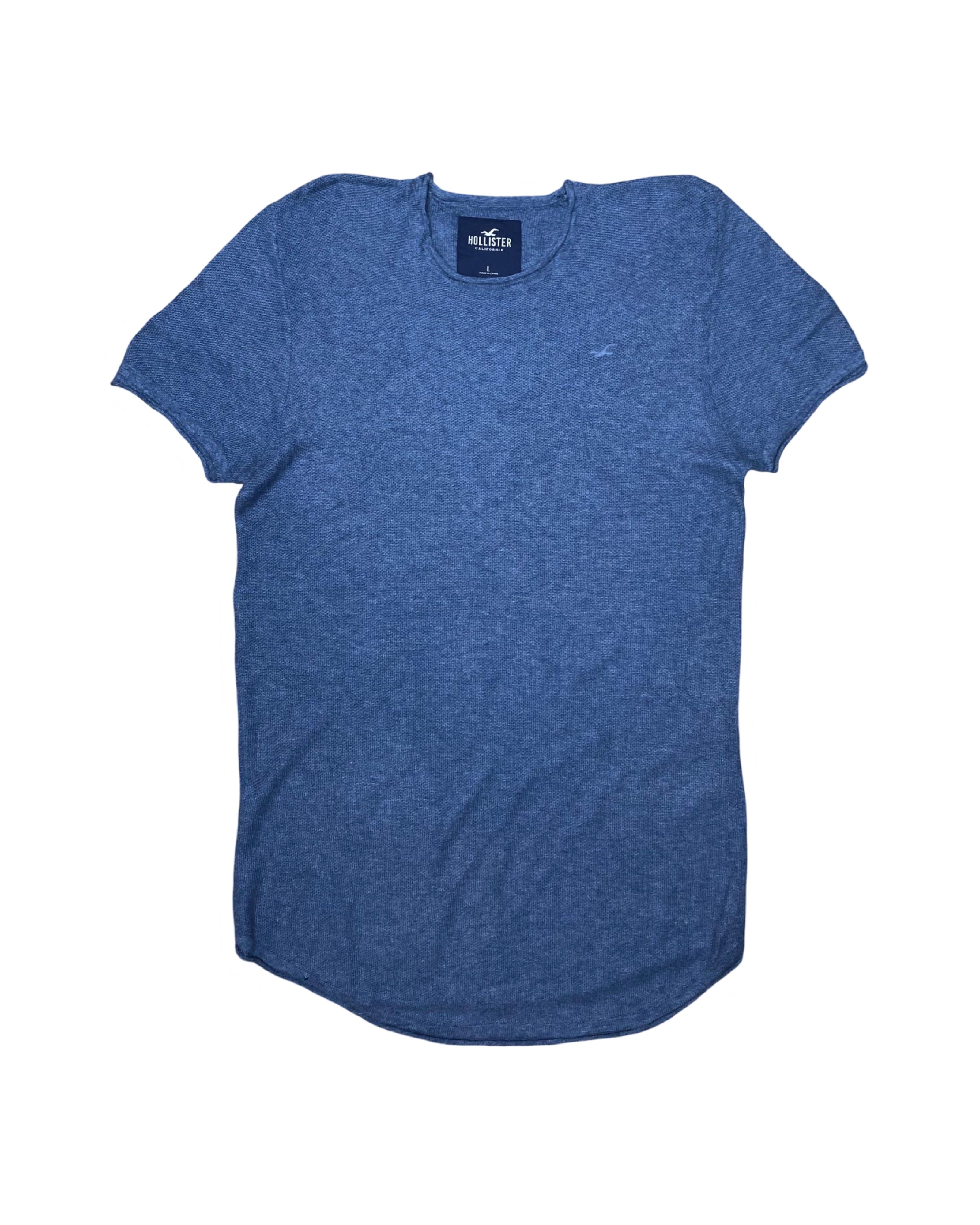 Hollister Blue Textured Knit Tee | Medium | Chest 19.5”